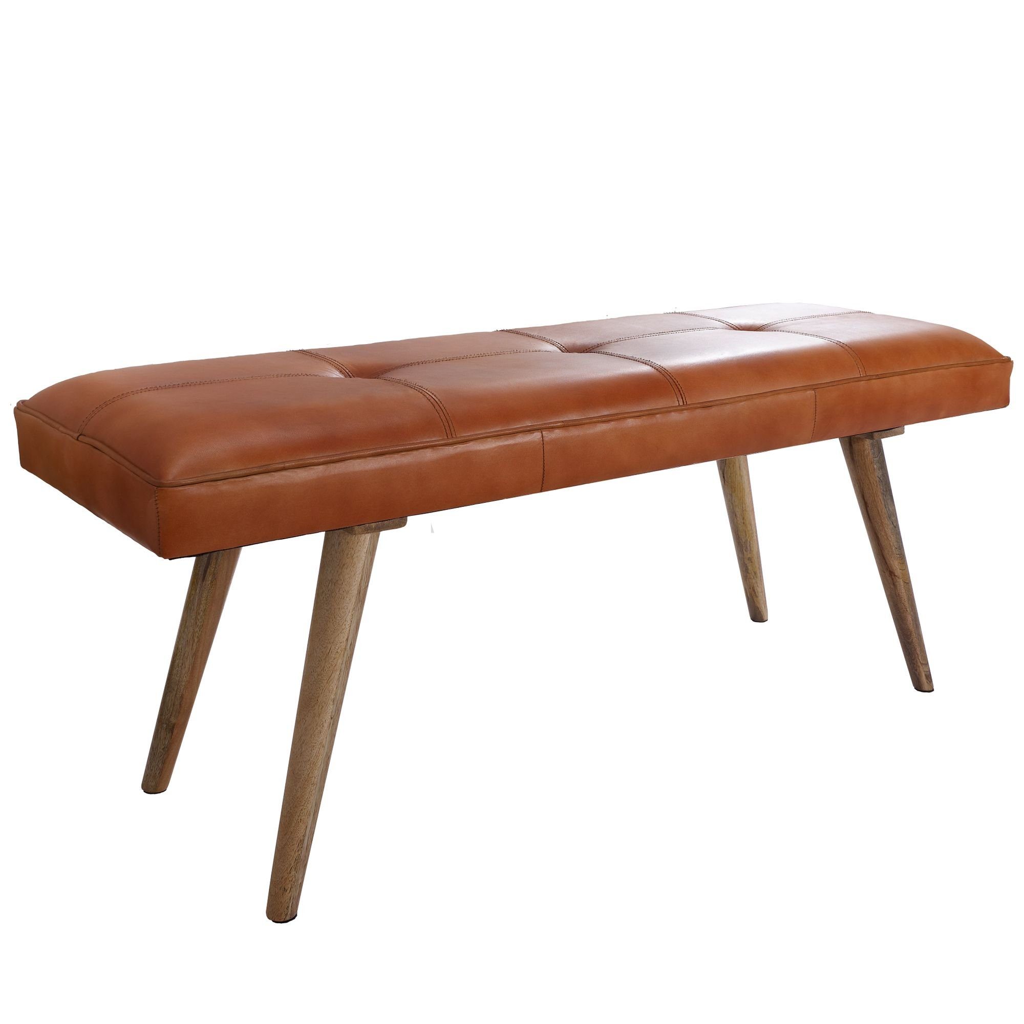 KADIMA DESIGN Sitzbank Retro-Sitzmöbel aus Stilvoll bequem Ziegenleder Holz– & &