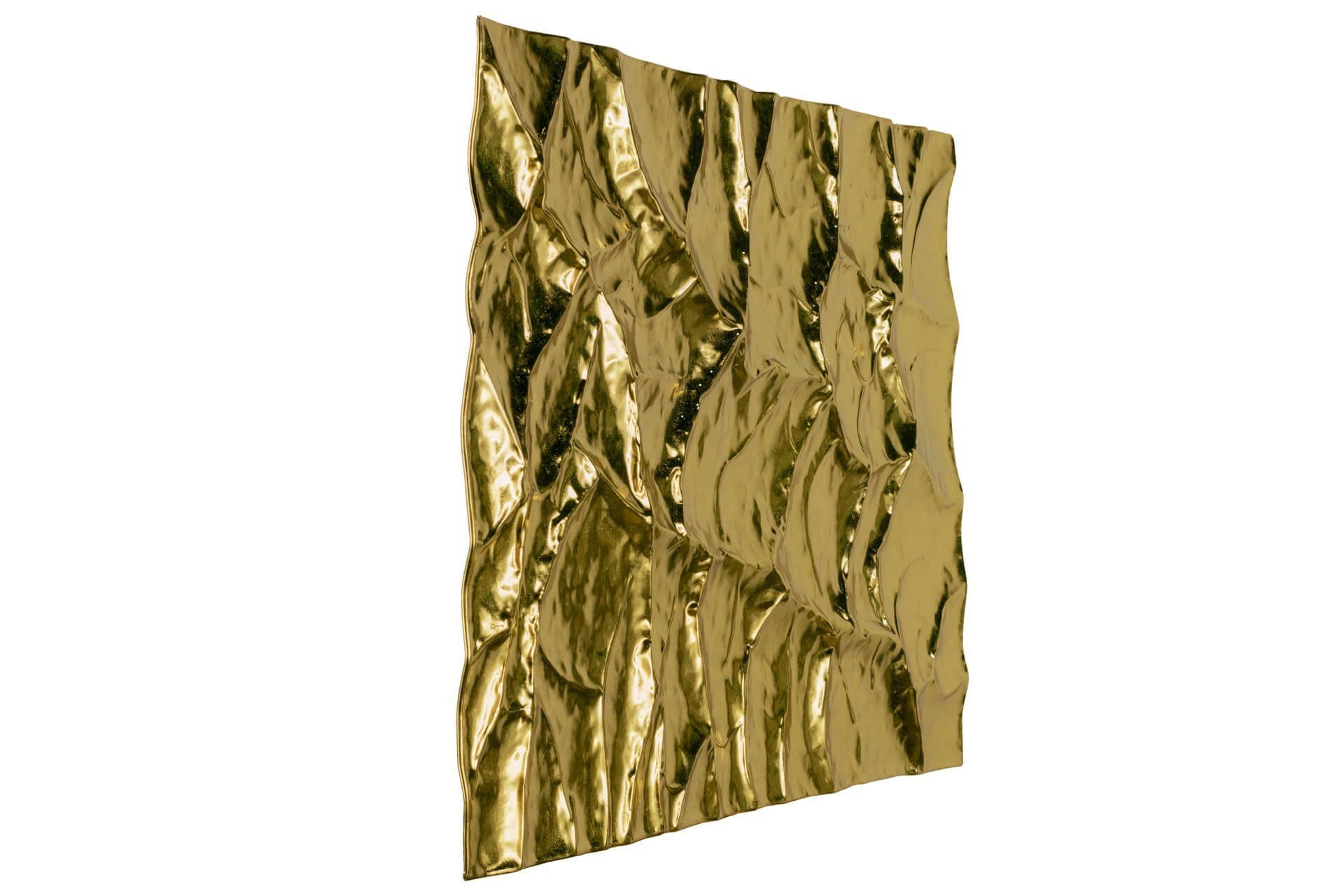 3D handgefertiges 120x82 Versteck Wandrelief KUNSTLOFT Goldenes Metallbild cm,