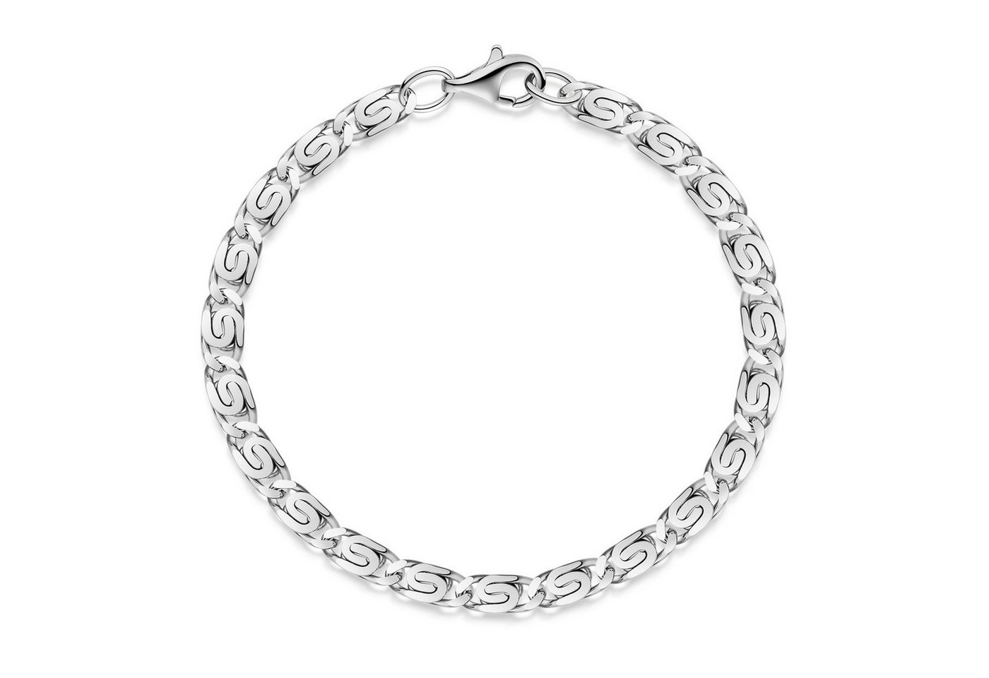 Materia Gliederarmband Herren Silber S-Panzerkette 5mm massiv diamantiert SA-126, 925 Sterling Silber, rhodiniert
