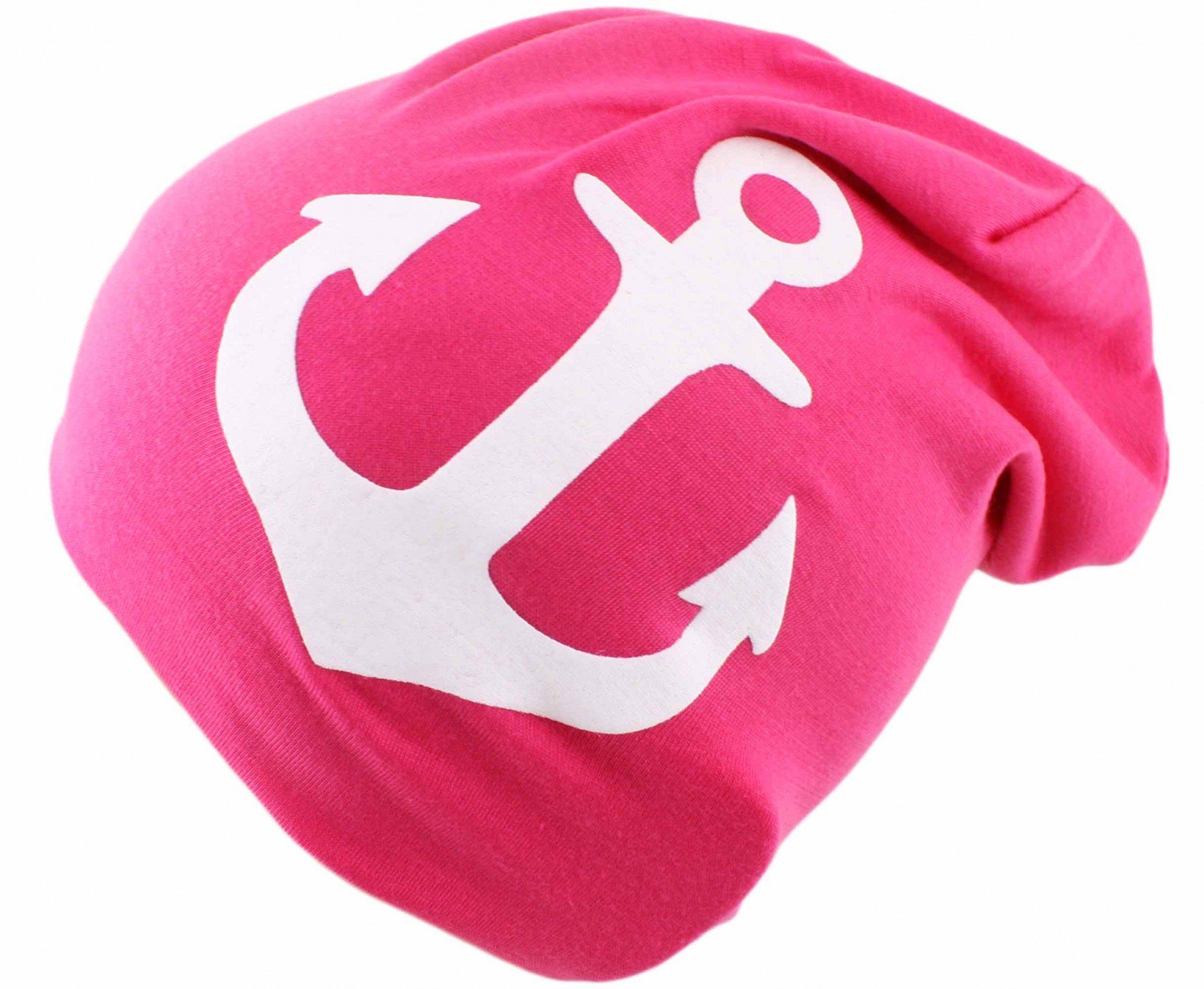 Sonia Originelli Beanie Beanie Mütze Kind "Anker" Kindermütze Maritim pink