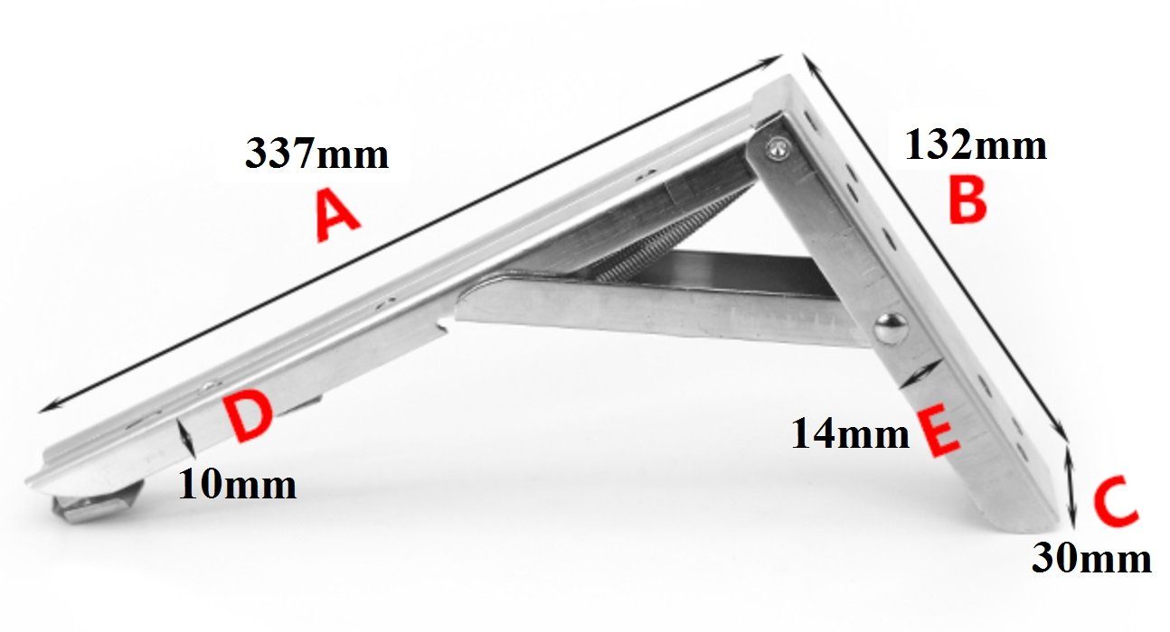 Regalhalte Regalträger 2er aus Set klappbare 14 337mm Edelstahl, Wandregalhalter Zoll BAYLI