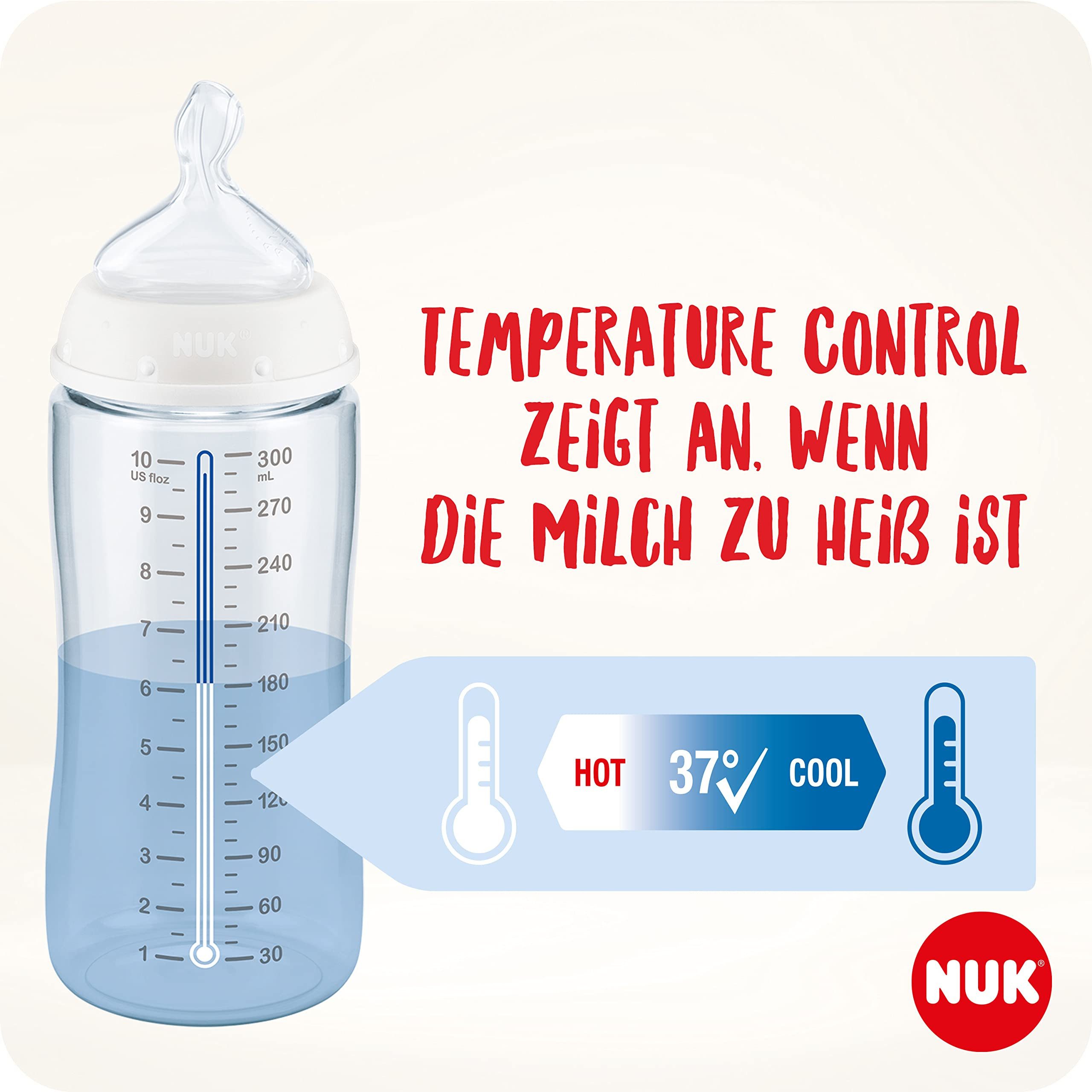 NUK Babyflasche NUK First Choice+, 4 Flaschen, Anti-Kolik, Temperaturkontrolle, 0-6 Monate