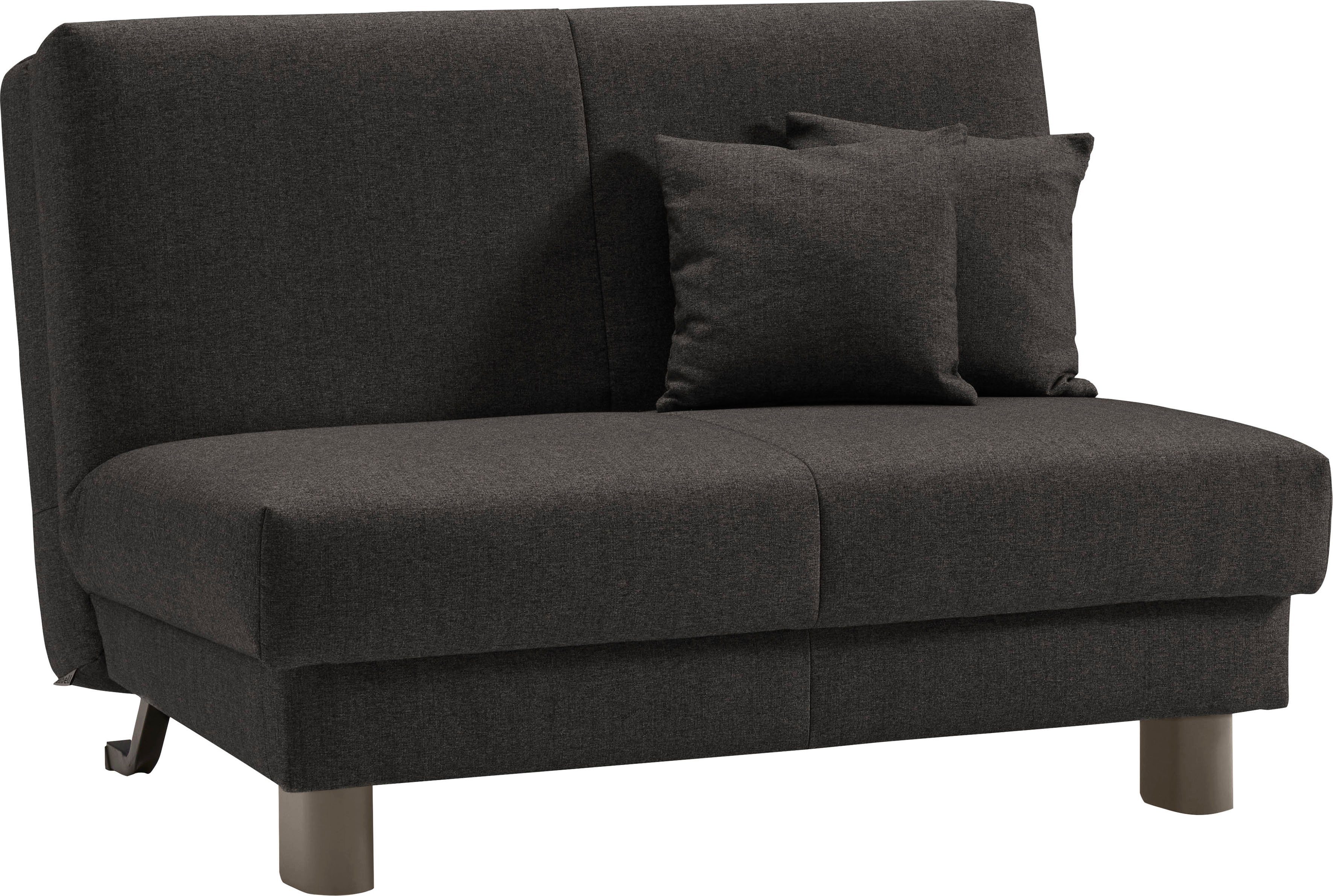 ell + Breite ell Schlafsofa 45 Füße Enny, Liegehöhe dunkelgrau cm, 120 oder alufarben Liegefläche 140 cm