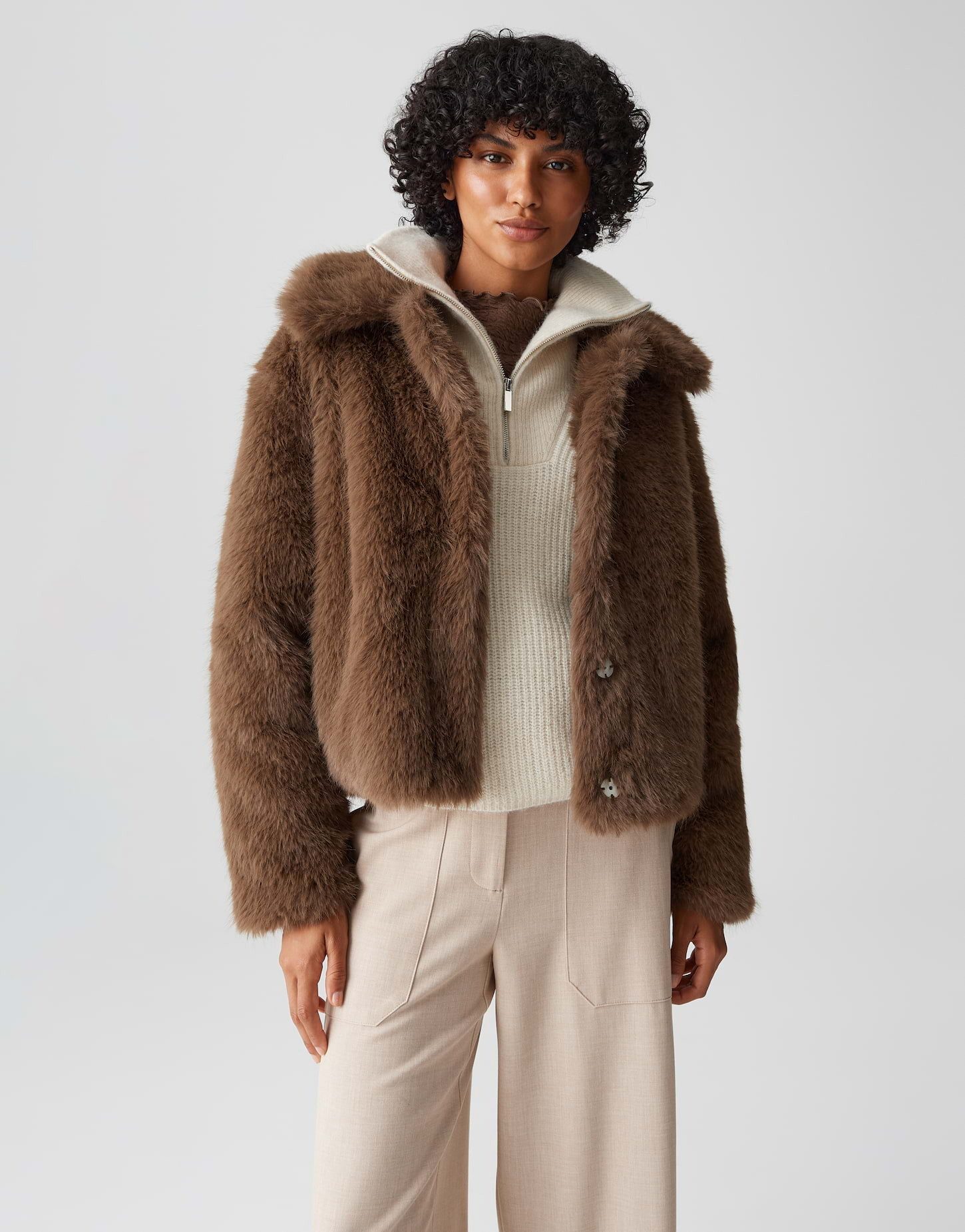 OPUS Winterjacke HAJORA verkürzt in Felloptik günstig online kaufen