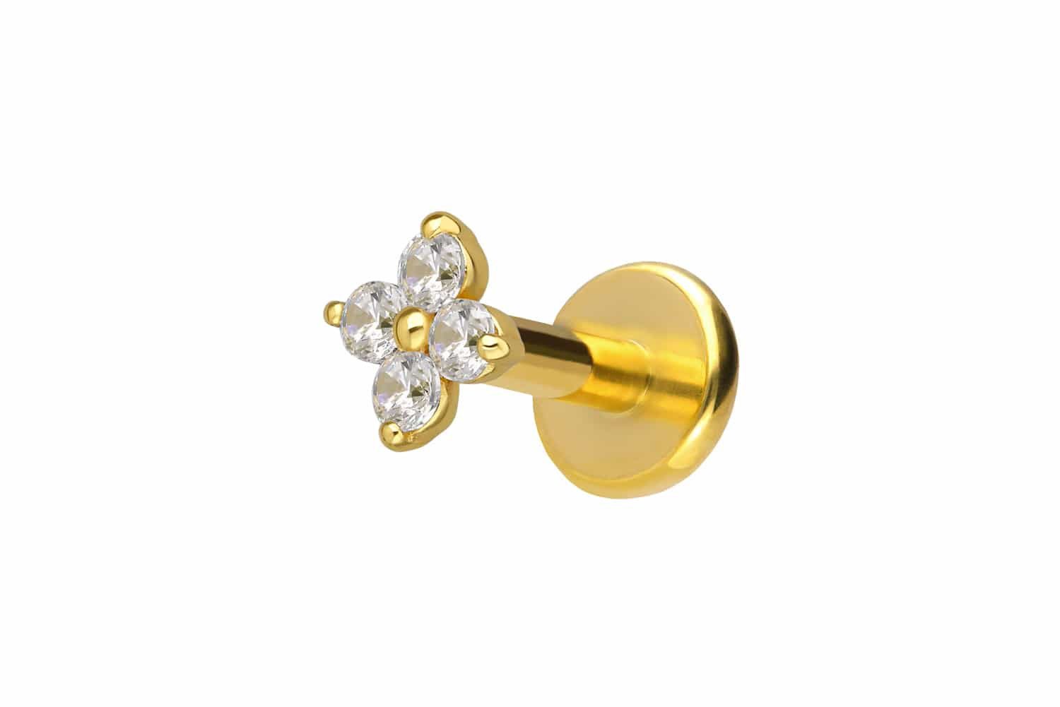 PIERCINGLINE Piercing-Set Titan Labret mit Innengewinde + 925er Silber Aufsatz MOISSANIT-BLUME (Labrets, 1-tlg)