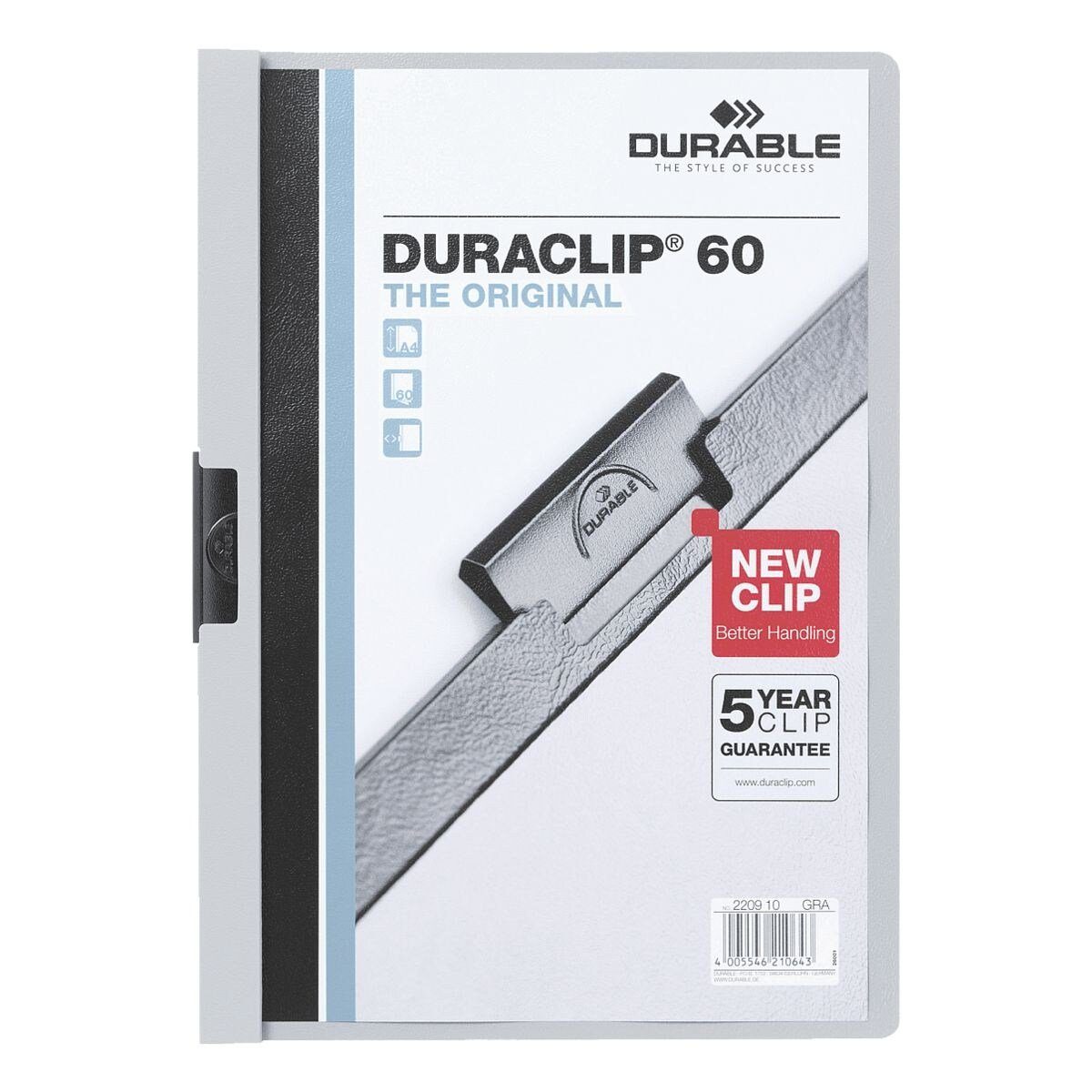 DURABLE Hefter Duraclip 60, mit Klemmfunktion, Format DIN A4, bis 60 Blatt