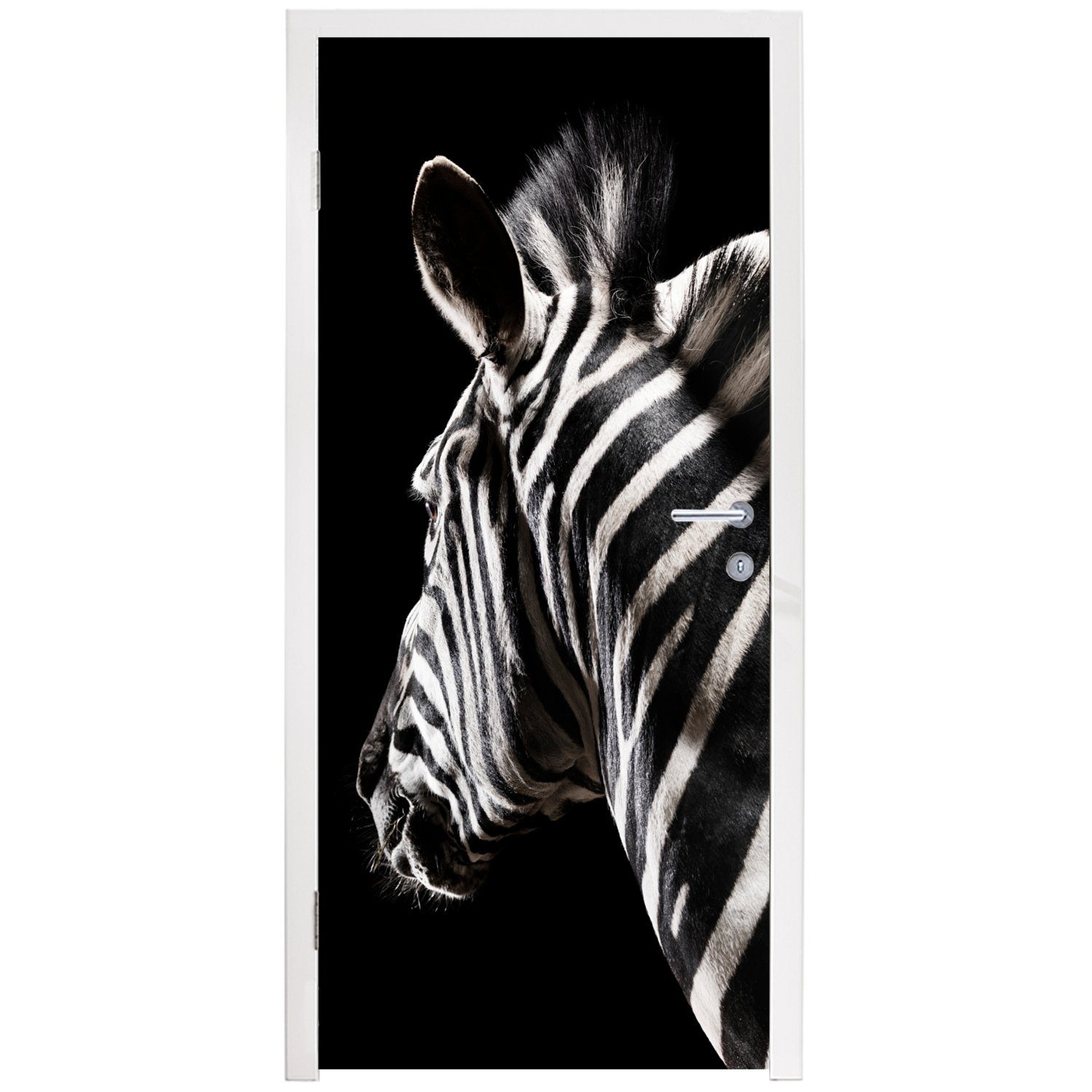 MuchoWow Türtapete Zebra - Wilde (1 cm - für Muster, Fototapete 75x205 Matt, St), Tiere bedruckt, Türaufkleber, Tür