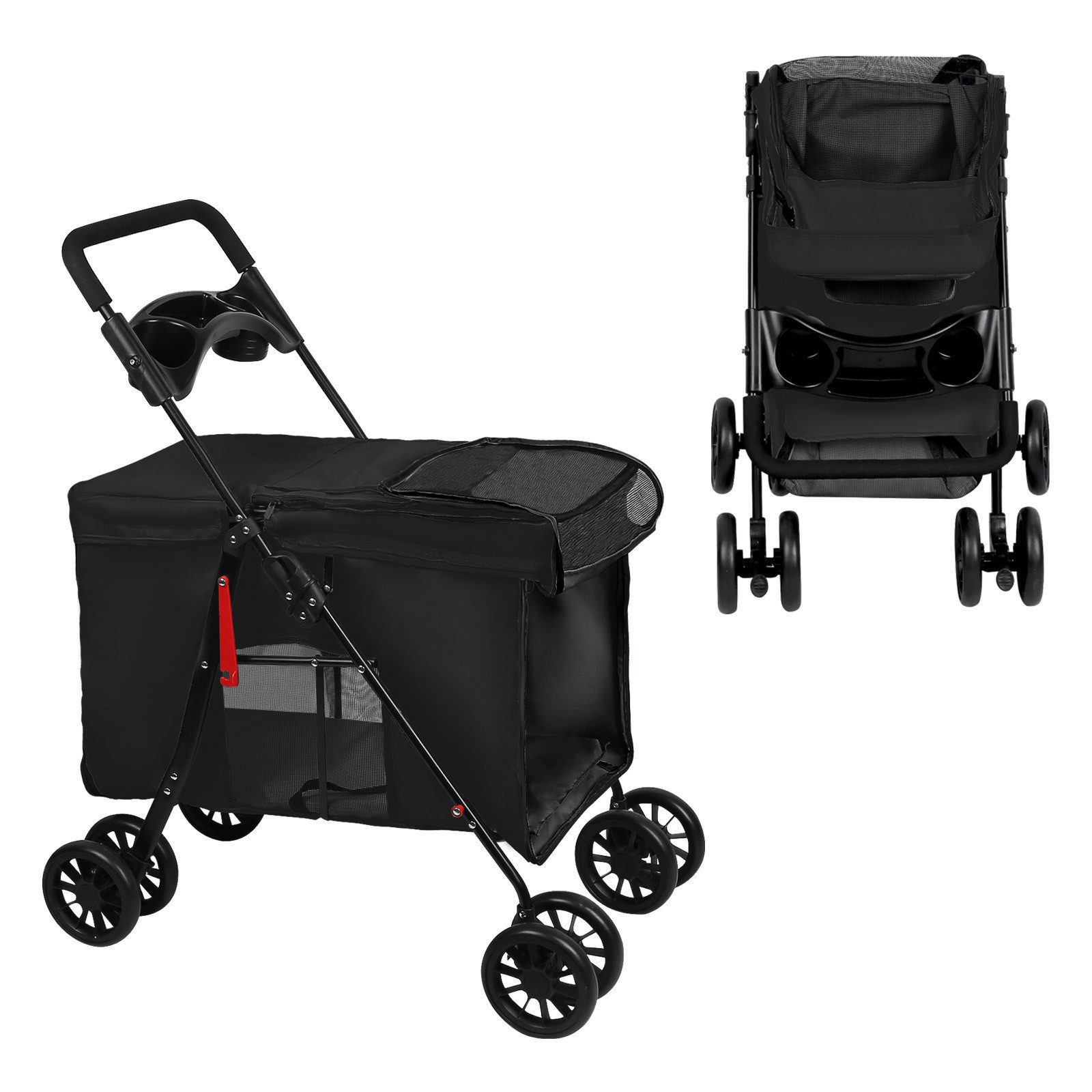 JEOBEST Hundebuggy Hundewagen für kleine und mittelgroße Hunde und Katzen, (Hundetrolley, 1-tlg. Faltbarer) Oxford-Gewebe, 360° Rollen Design
