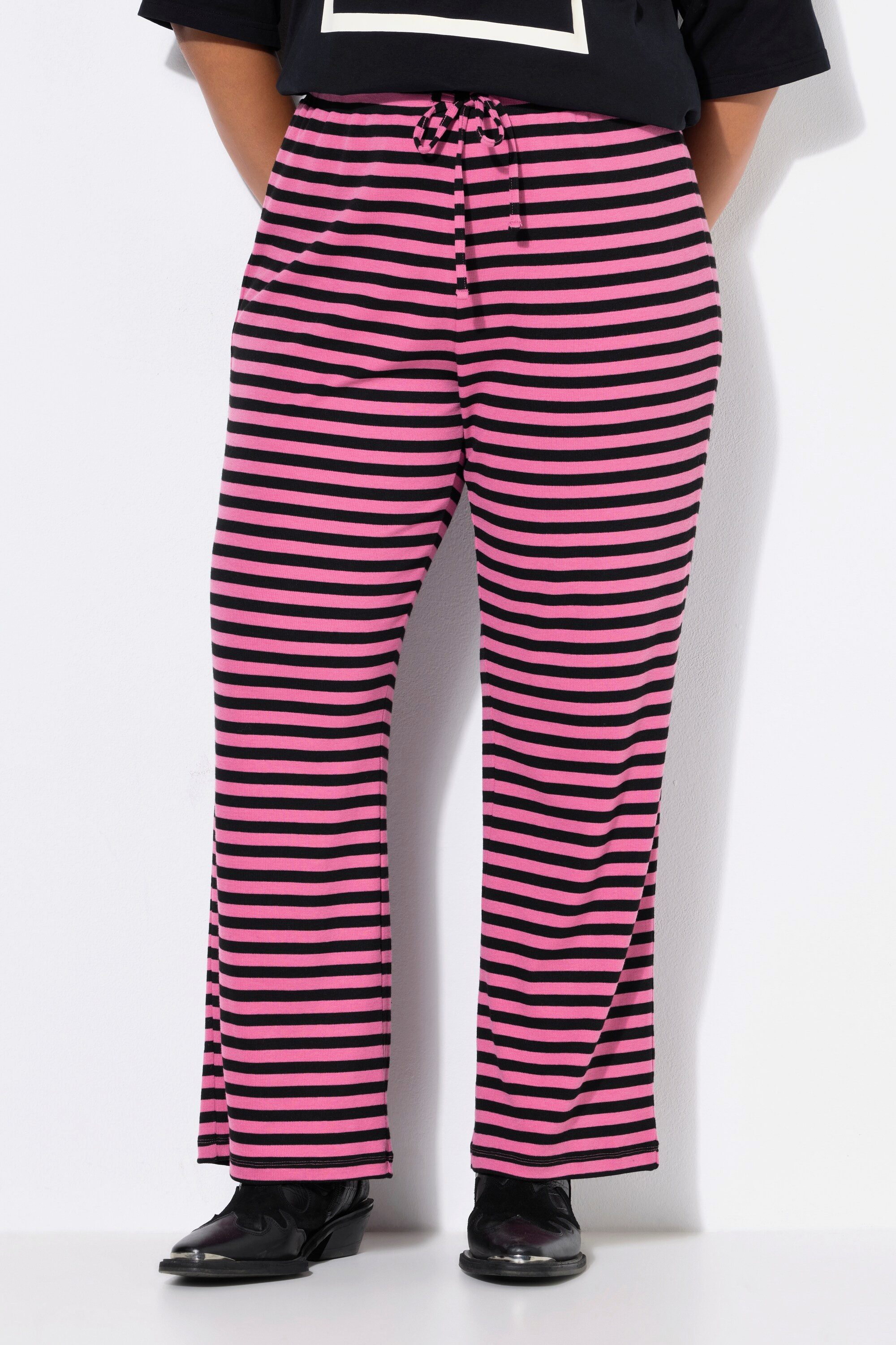 Studio Untold Schlupfhose Hose Wide Legs Rippjersey mit Ringeln