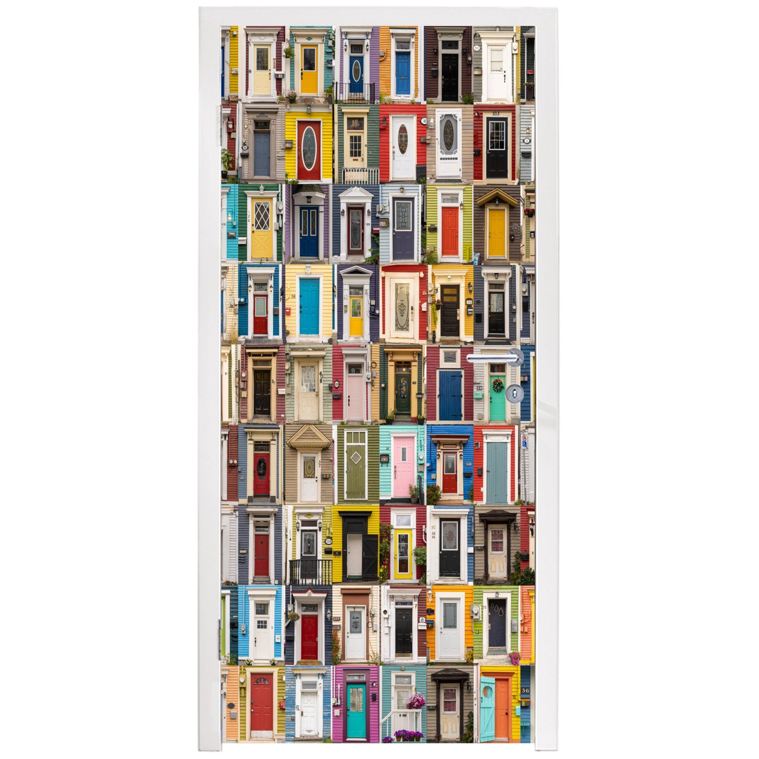 bedruckt, St), Tür, - für Türtapete cm Fototapete Matt, (1 - 75x205 Türaufkleber, Türen Architektur, Collage - Bunt MuchoWow