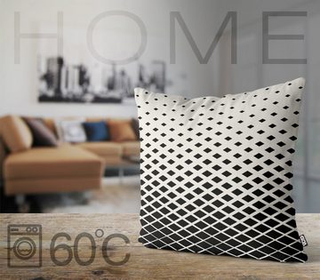 Kissenbezug, VOID (1 Stück), Sofa-Kissen geometrisch hipster Dreieck abstrakt art deco Halbton fading minimal polygon Gradient Verlauf schwarz weiß Muster retro gemustert