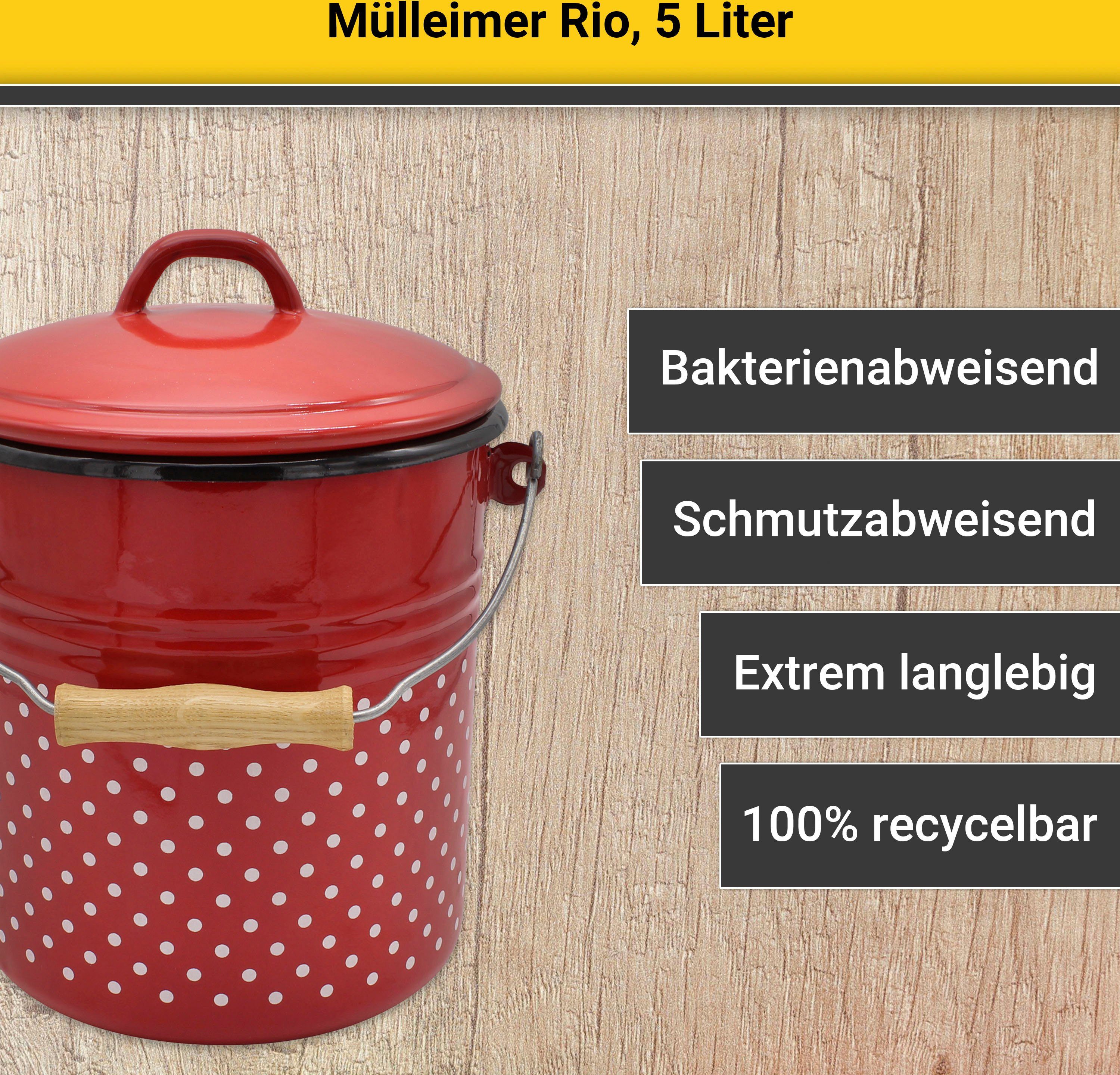 Krüger Liter, Rio, in Deckel rot 5 mit Mülleimer Mülleimer Made Europe