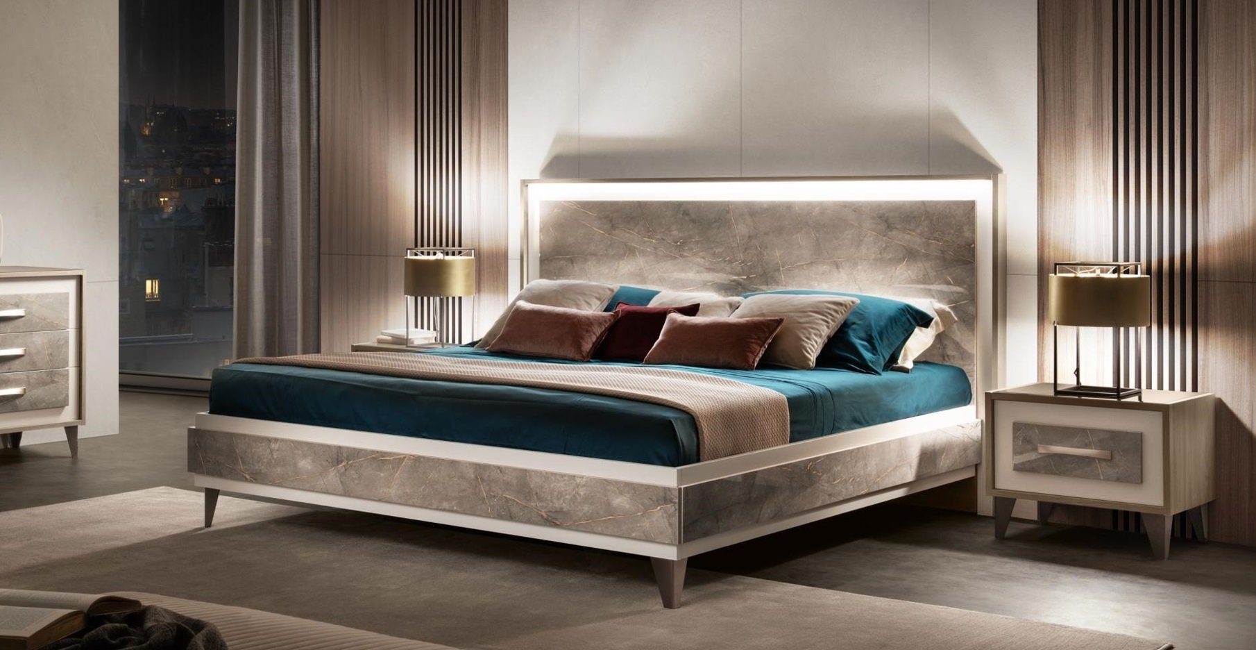 Möbel Betten Schlafzimmer JVmoebel 2x Set Luxus Modern 3tlg Schlafzimmer-Set, Nachttisch Bett