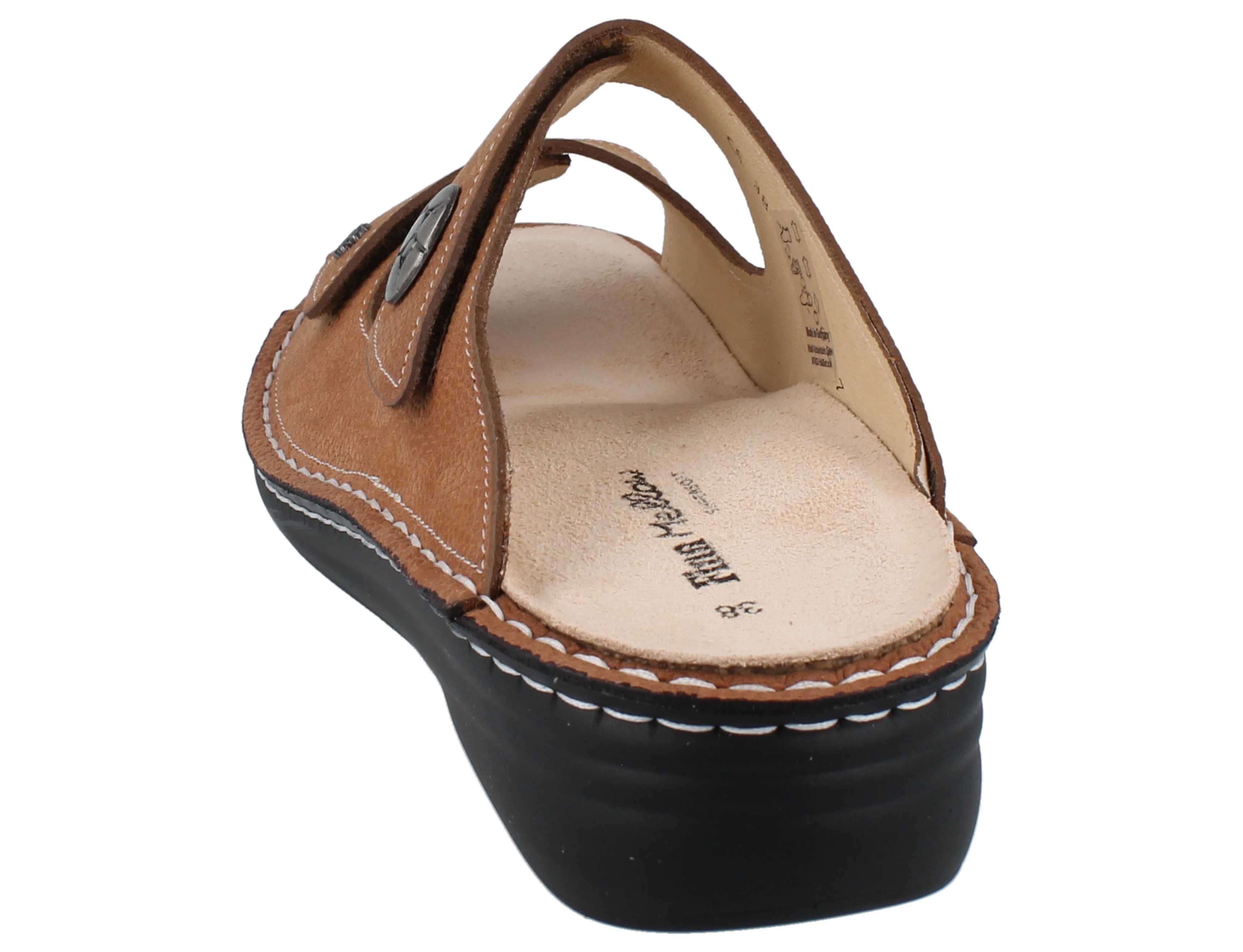 Finn Comfort FINN COMFORT Moorea Damen Pantolette brandy genarbtes Nubukleder - Pantolette Wechselfußbett