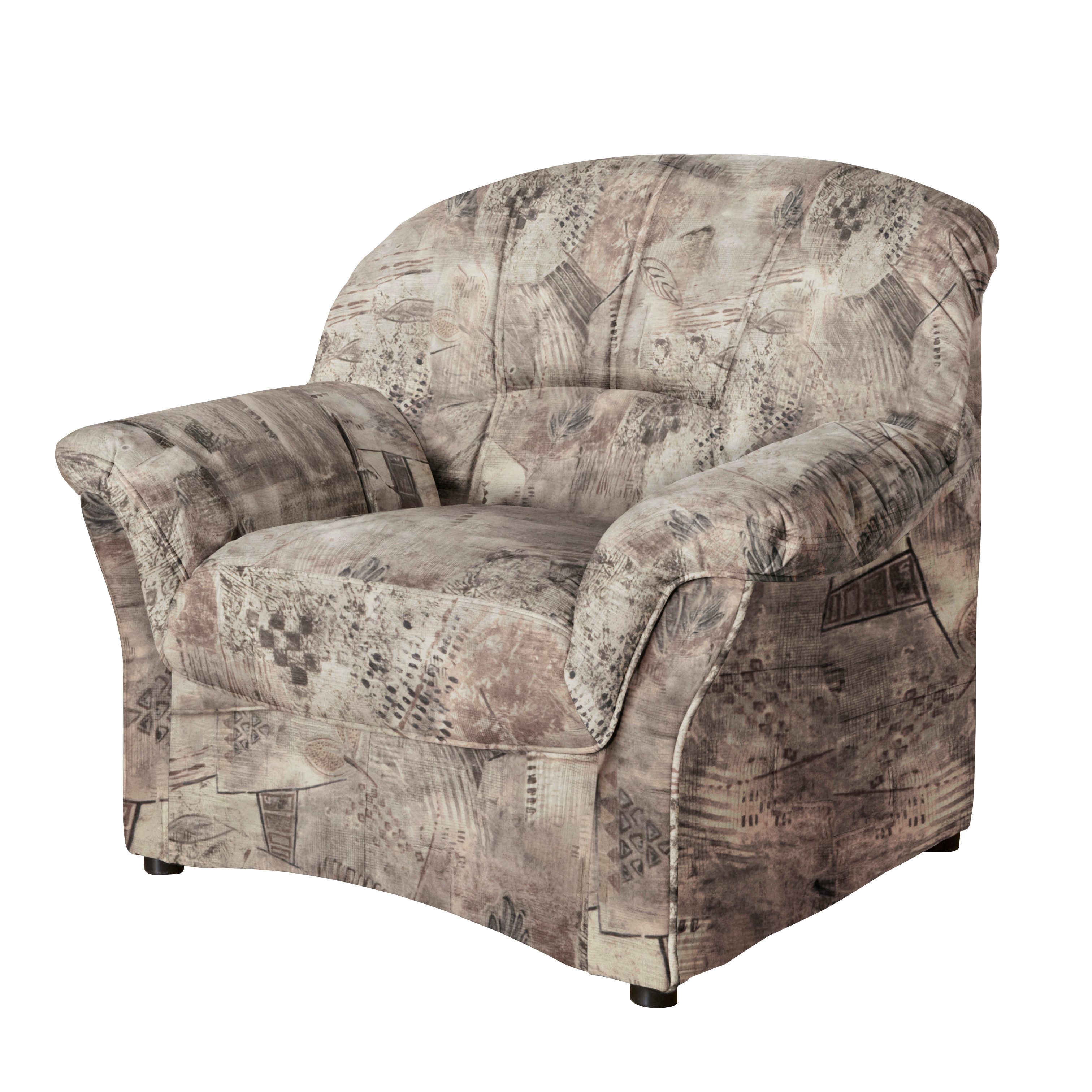 DOMO collection Sessel Bahia zeitlos, elegant, Breite 102cm, mit bequemen Armlehnen, Microfaser, natur