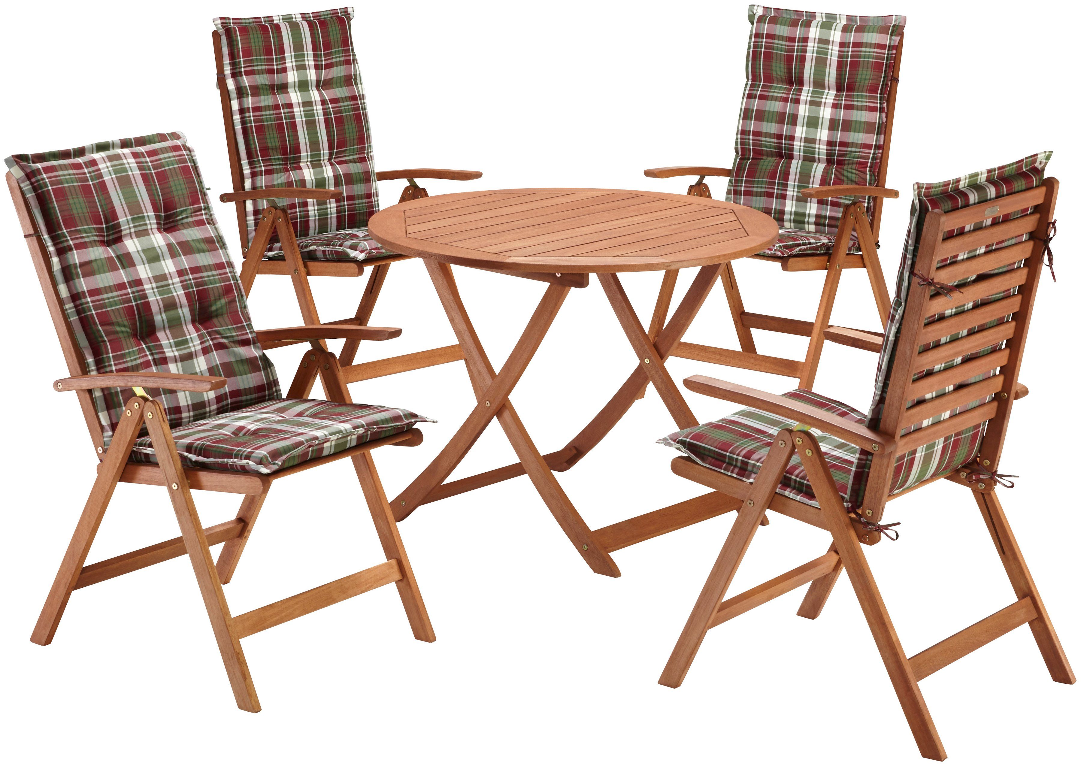 Merxx Borkum Set 9-tlg. 4 Klappsessel inkl. Auflagen Klapptisch 100 cm günstig online kaufen