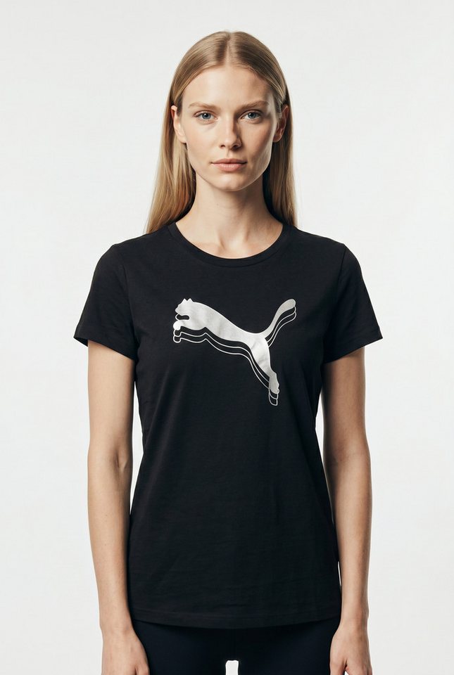 PUMA T-Shirt ESS METALLIC TEE Regular Fit, sportlicher Stil, Rundhalsausschnitt, aus Baumwolle