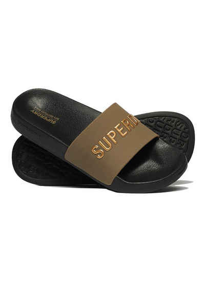 Superdry Superdry Damen Bade-Sandalen LOGO VEGAN POOL SLIDE Black Fossil Badesandale