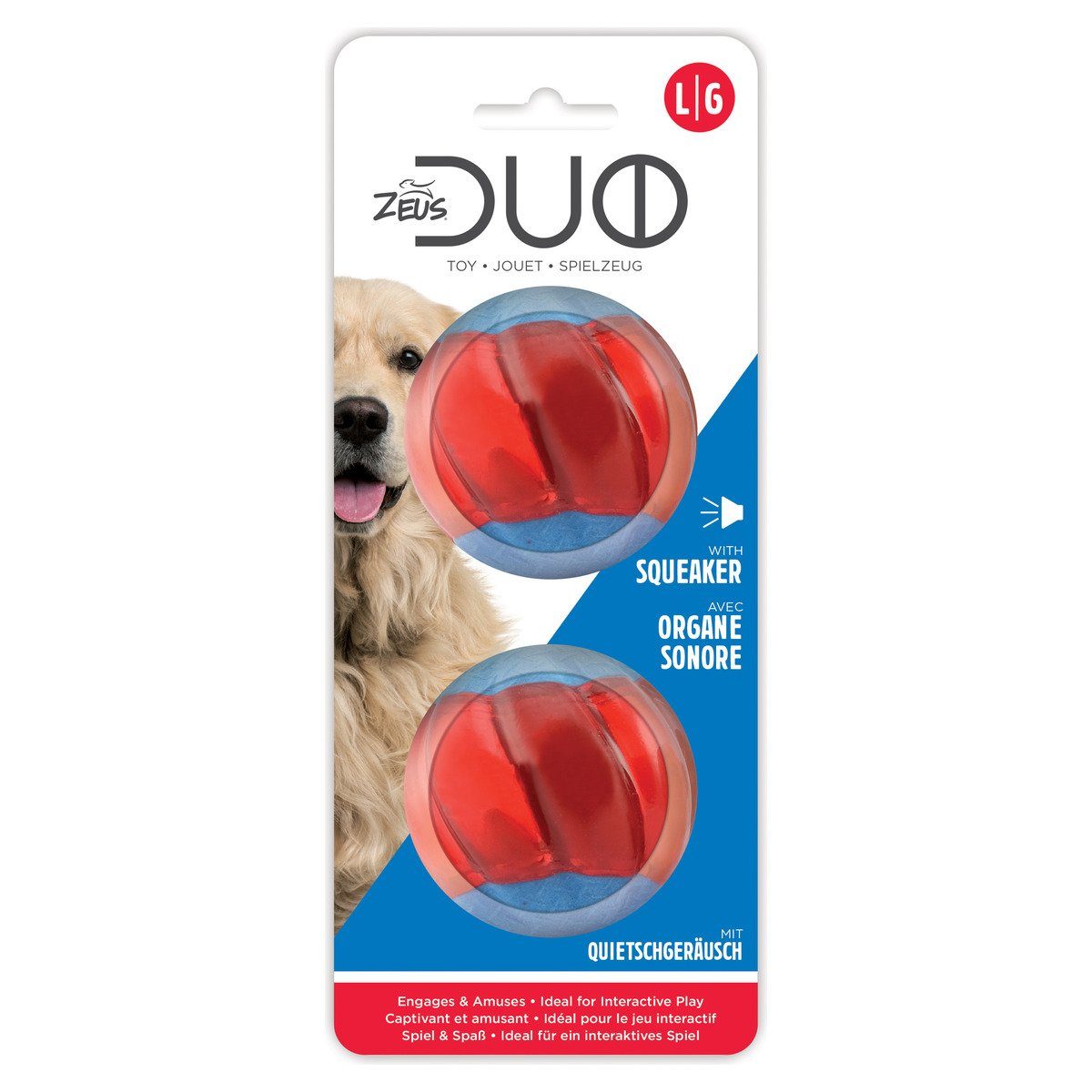 Tierball Duo Ball mit Quietscher - 2er-Pack