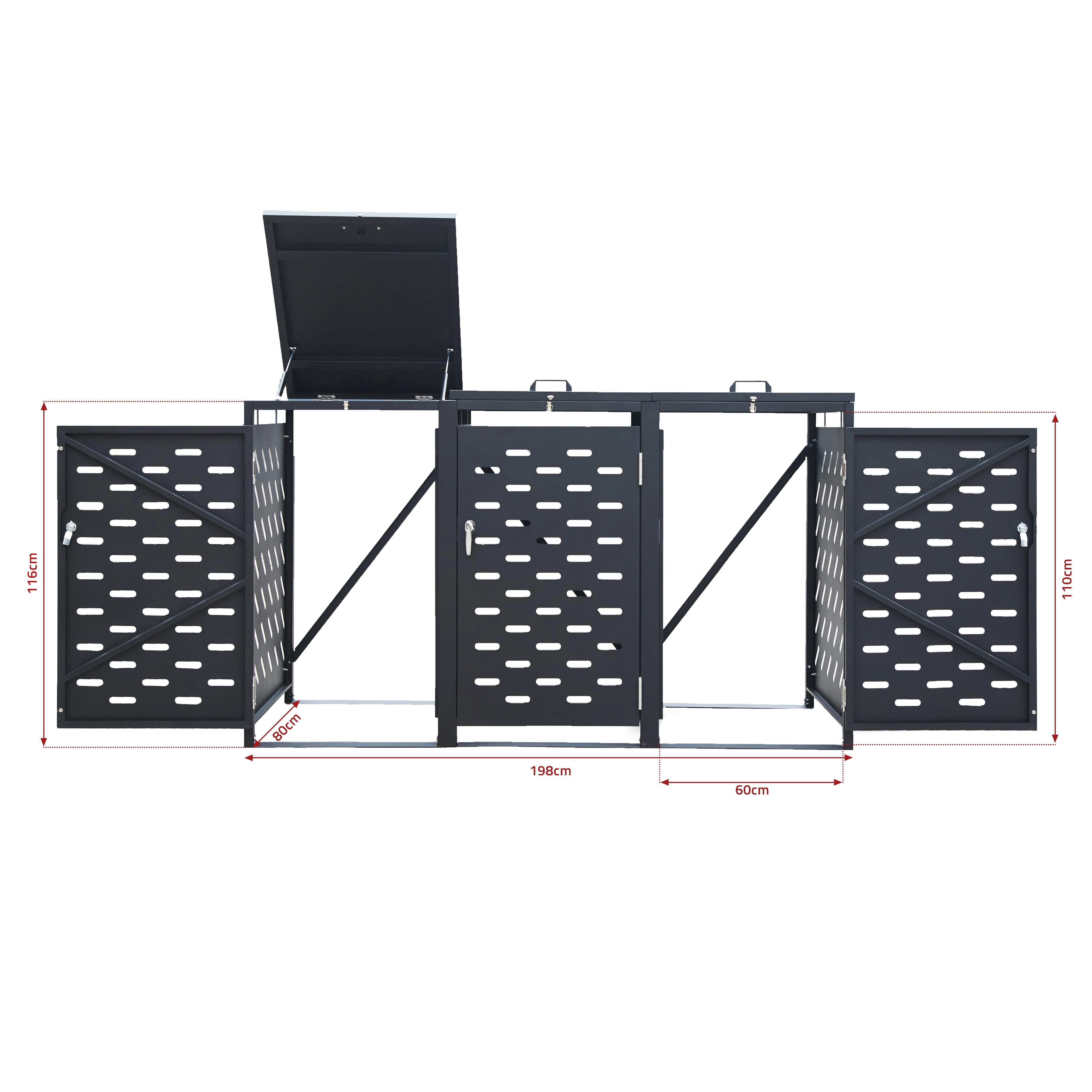 ESTEXO Mülltonnenbox Müllbox Mülltonnenverkleidung 3 Türen Box Anthrazit mit Deckel