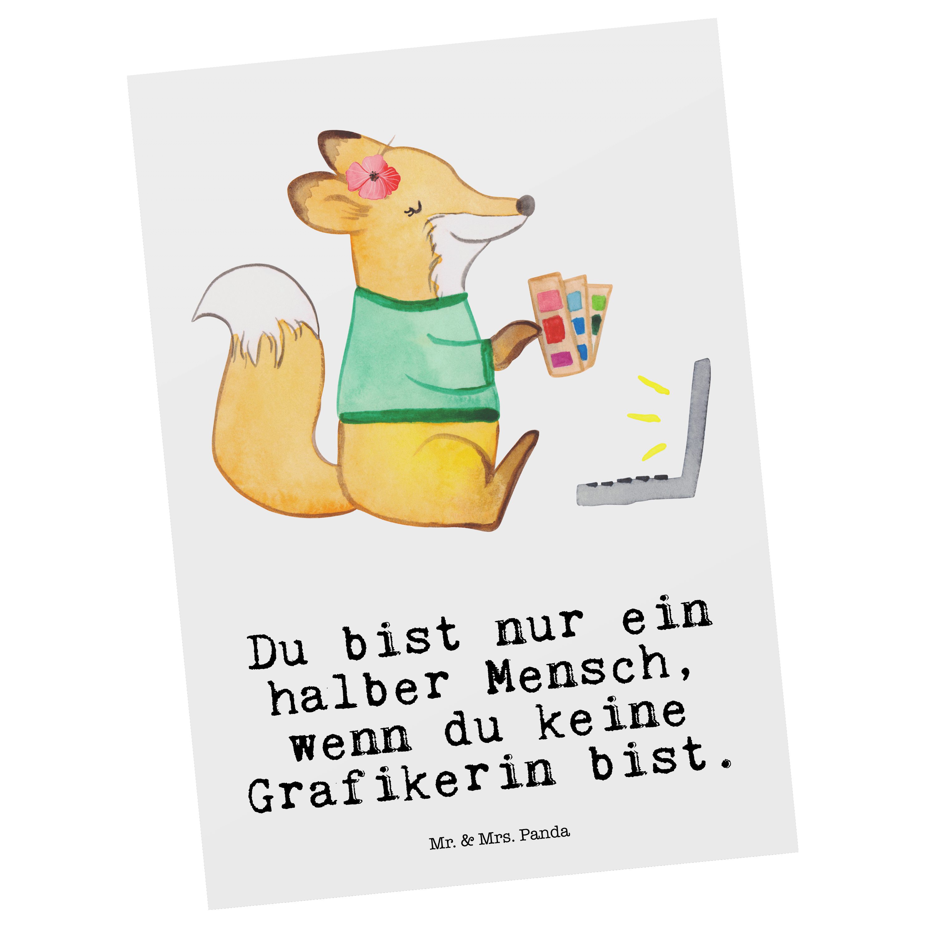 Mr. & Mrs. Panda Postkarte Grafikerin mit Herz - Weiß - Geschenk, Mediengestalter, Rente, Einlad