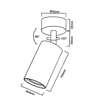 Maclean Deckenstrahler, ohne Leuchtmittel, GU10 Fassung für LED u. Halogen [max. 35W], Drehbar [330Grad], Neigbar [90Grad], Aluminium