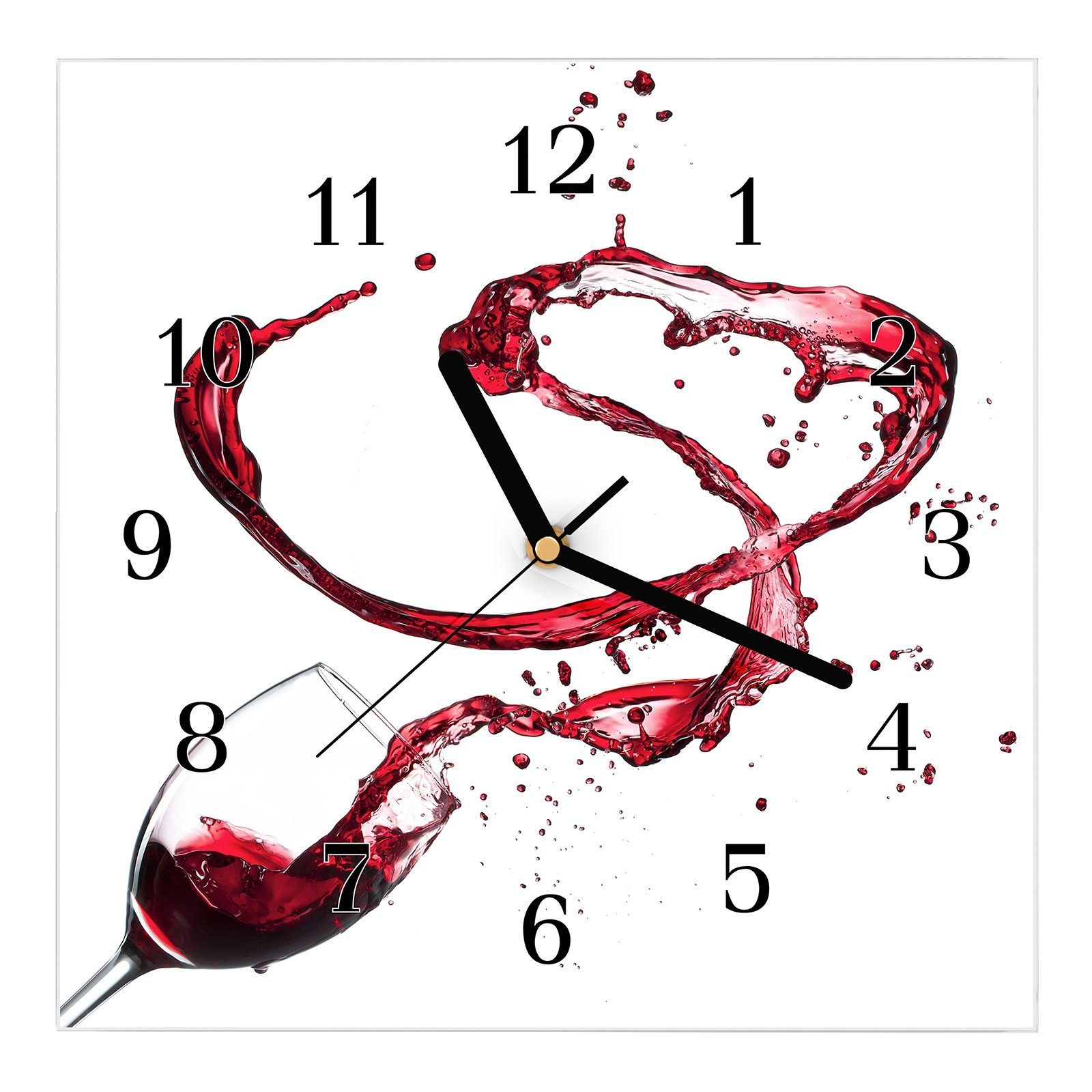 mit Wanduhr Größe x Wanduhr 30 verspritzt 30 cm Primedeco Rotwein Motiv Glasuhr Wandkunst