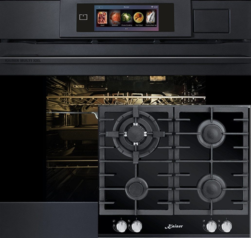 Kaiser Küchengeräte Backofen-Set Herd Set Autark Einbaubackofen XXL Multi 37,Multifunktions-Elektro-Dampfbackofen mit Dampfreinigung, 60 cm+Gas-Kochfeld 60 cm EH 6341+KCG 6380, mit 1-fach-Teleskopauszug