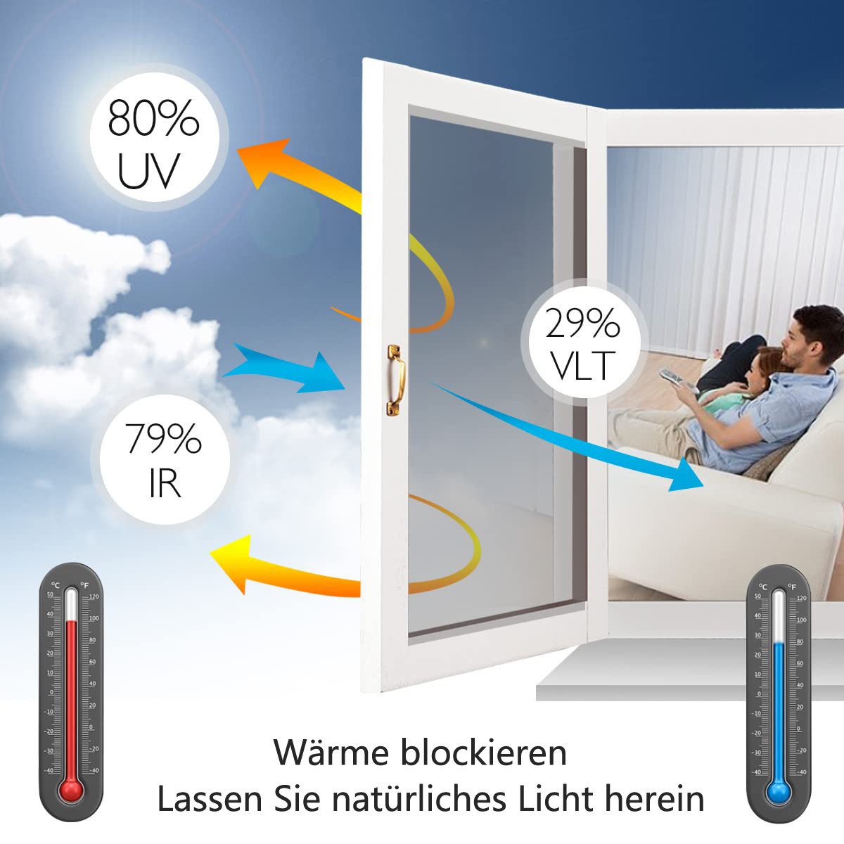 Coonoor Sonnenschutz-Fensterfolie Reflexionsfolie für Fenster, Einweg Sicht günstig online kaufen