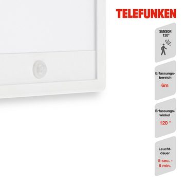 Telefunken LED Außen-Wandleuchte 313806TF, LED fest verbaut, Neutralweiß, Außenleuchte IP44 Bewegungsmelder 2000lm 25x25cm