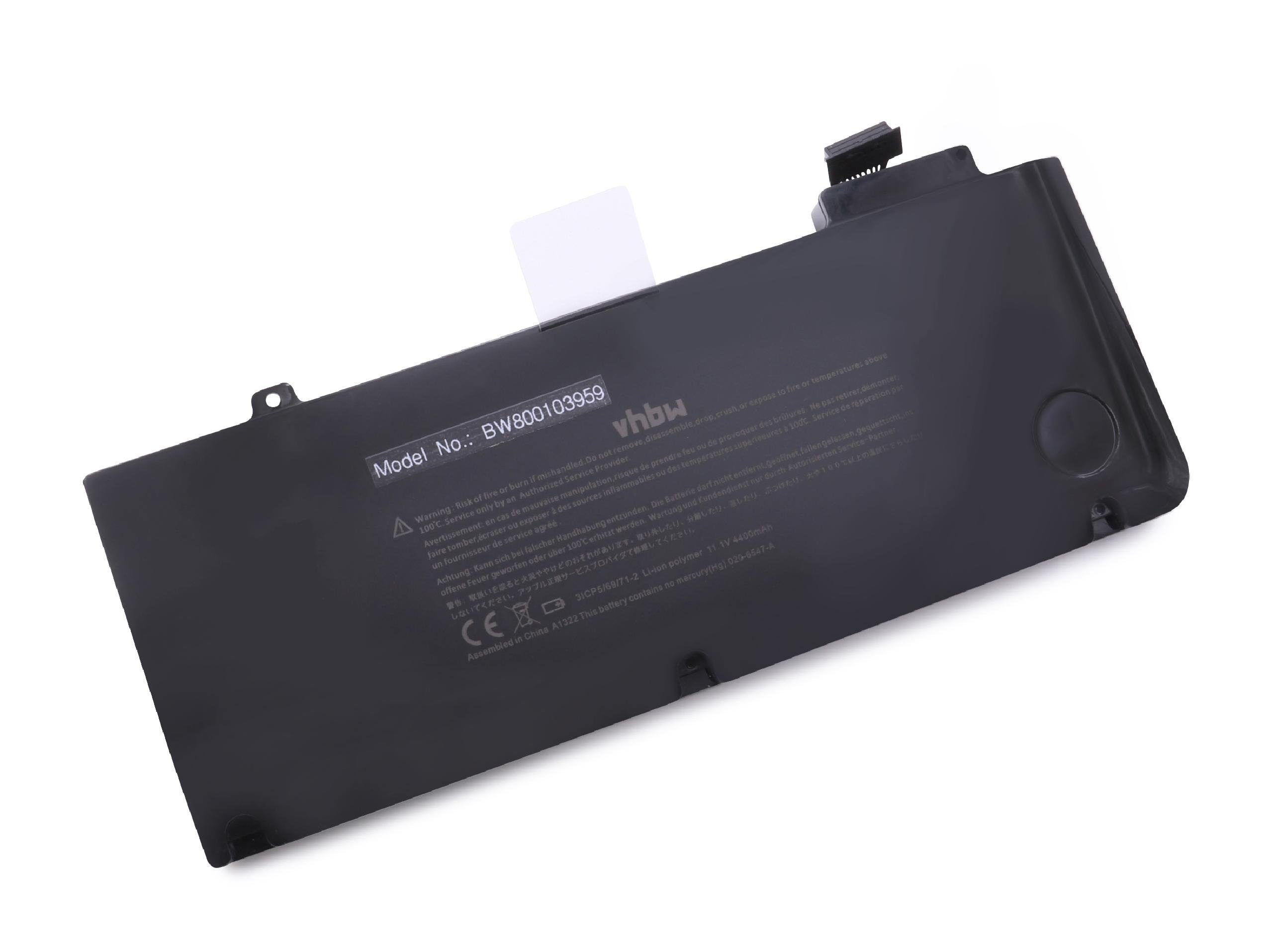 vhbw kompatibel mit Apple Macbook Pro 13 Zoll MB991TA/A Laptop-Akku Li-Polymer 4400 mAh (10,95 V)