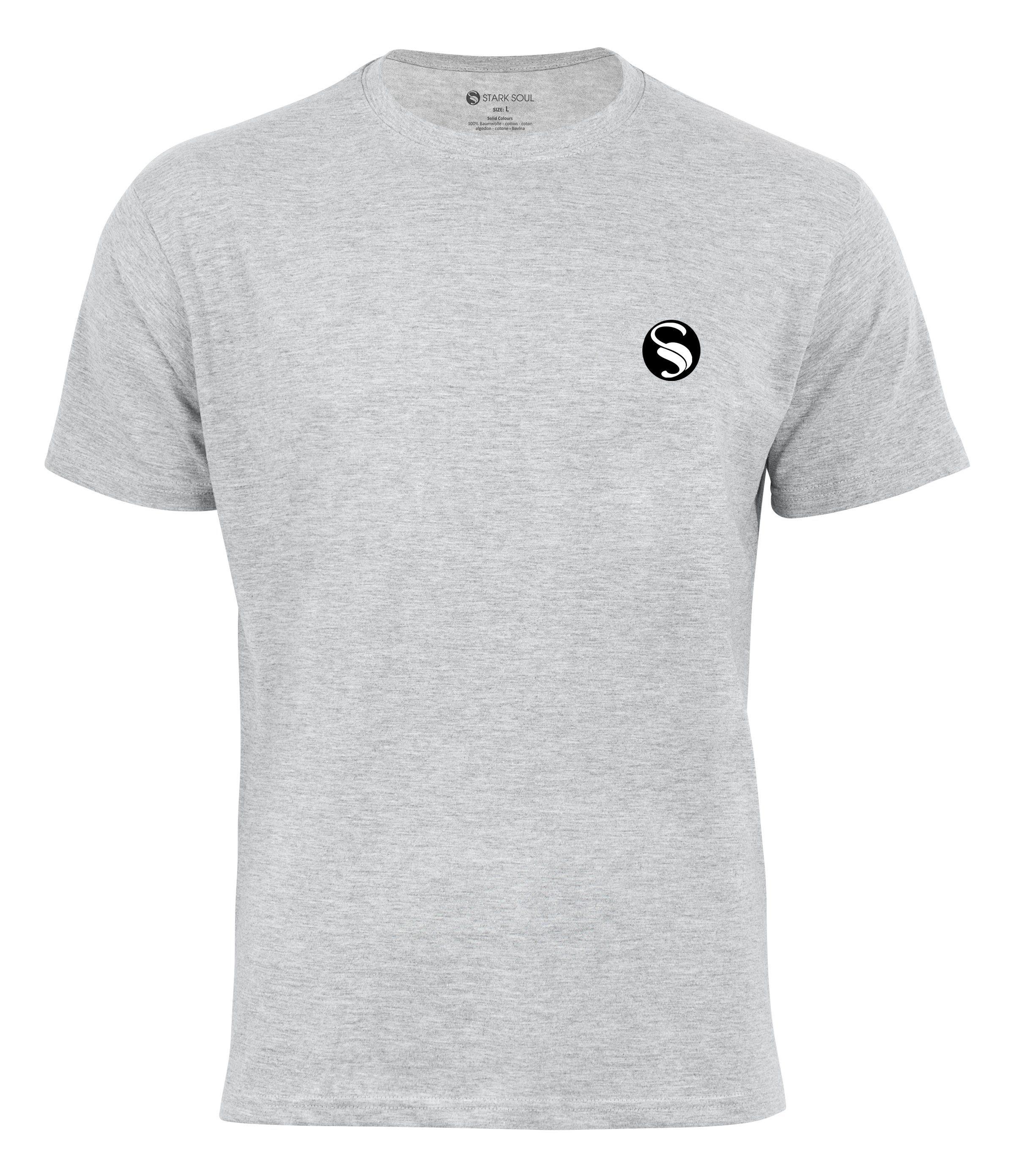 Stark Soul® T-Shirt T-Shirt Cotton Casual mit Logo Grau Melange