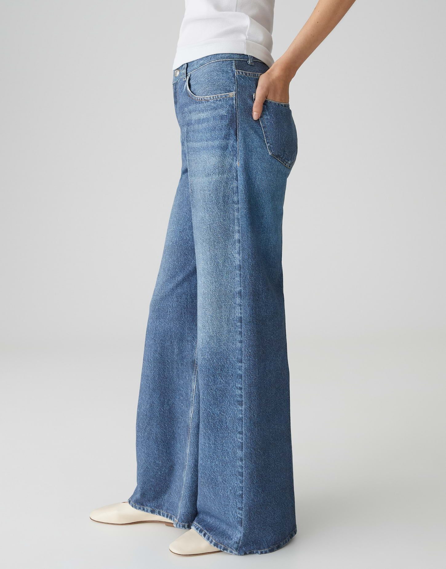 OPUS PANTS Stoffhose CAPRIA CRUISE Palazzo Sweat Pants in Denim Look Fließender Schnitt mit modischem Denimprint – Bild 4 von 5