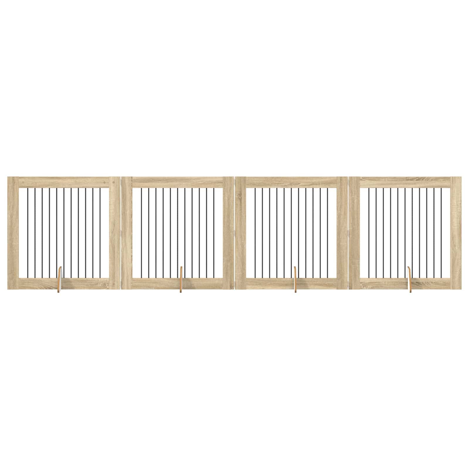 vidaXL Hundezwinger 100 x 100 cm Hunde Absperrgitter Freistehend Faltbar 4-teiliges Sonoma