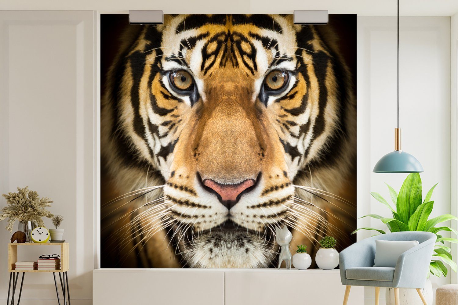 Tiger Fototapete Wandtapete - (5 bedruckt, MuchoWow - Porträt, Wohnzimmer für oder Vinyl Tier St), Matt, Schlafzimmer, Tapete
