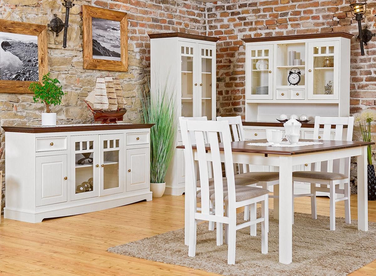 Kombikommode Weißer Holzschrank mit eleganten Füßen für stilvolle Akzente