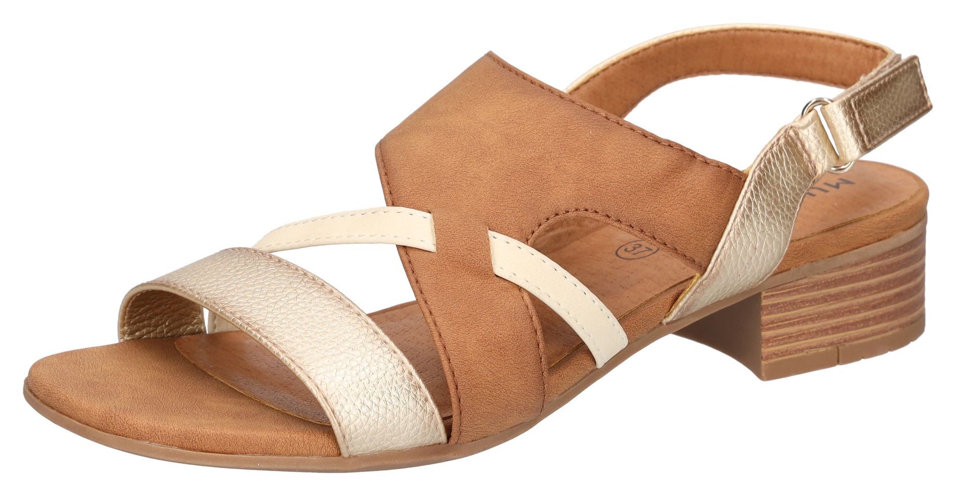 Mustang Shoes Sandalette, Sandalette, Festtagsschuh mit Metallic-Einsätzen