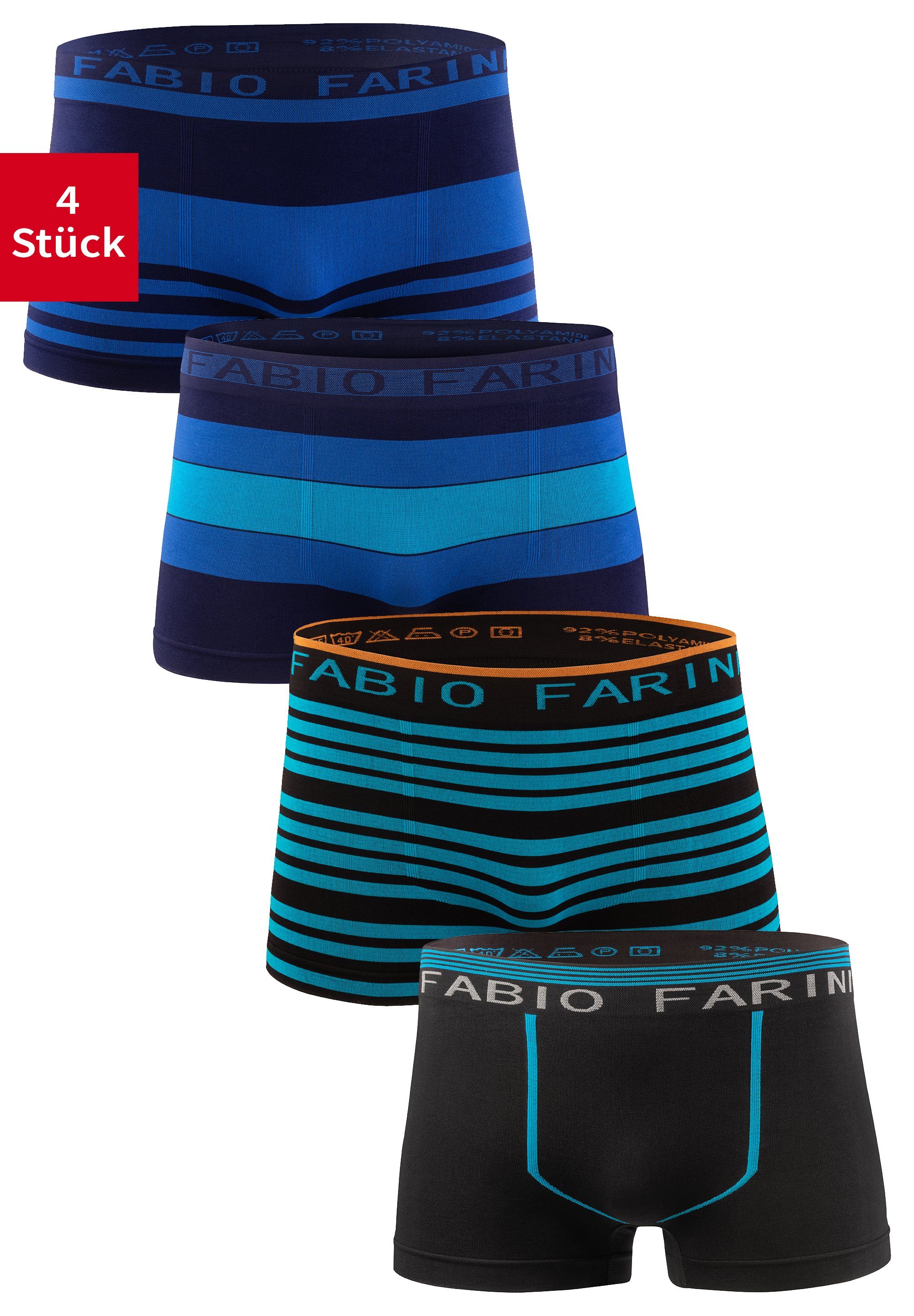 Fabio Farini Boxershorts Herren Unterhosen - 1 im sportlichen Logoschriftzug Set Retroshorts mit aus (4-St) weicher Microfaser Männer Look