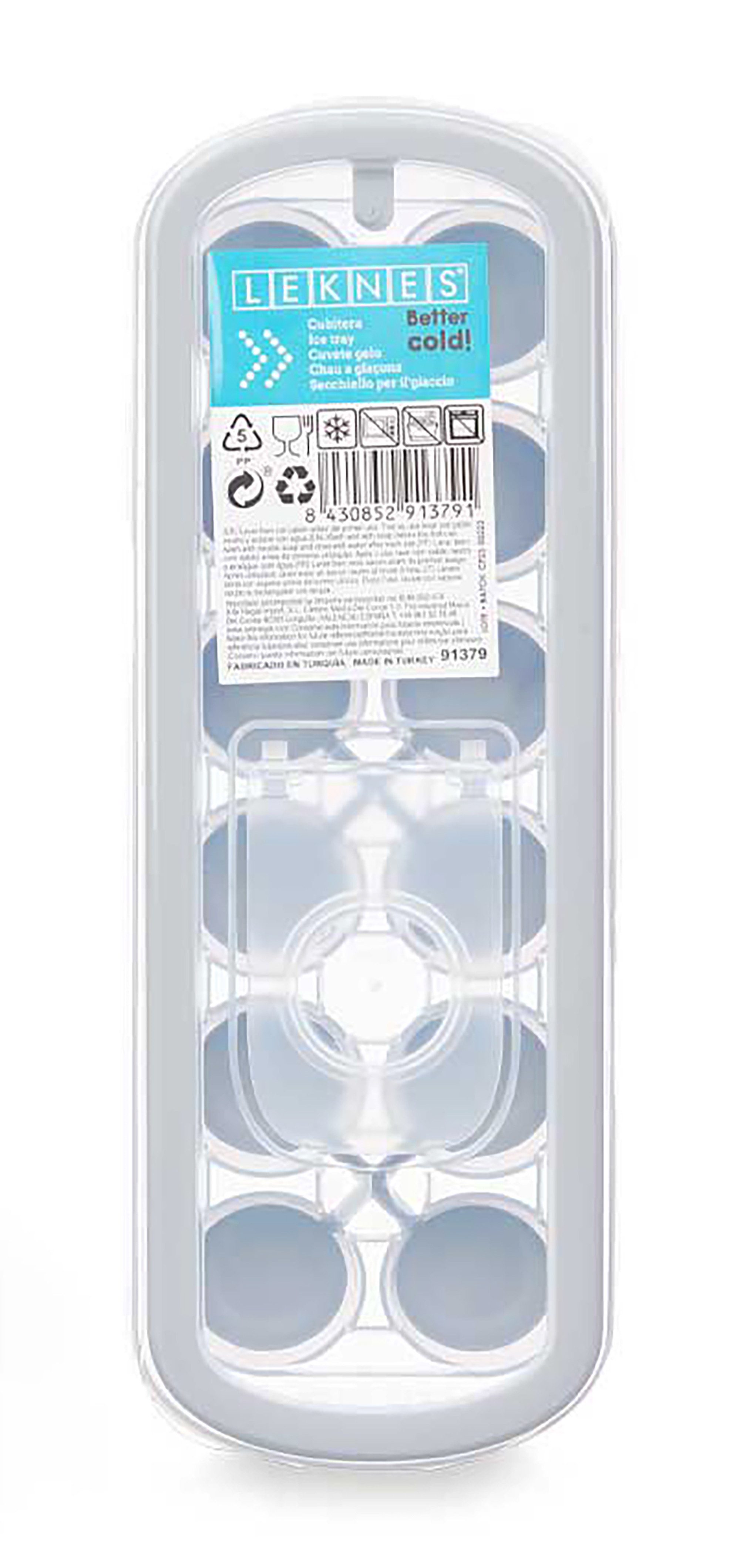 Leknes Eiswürfelform EISWÜRFELFORM für 12 Eiswürfel rund Silikon mit Deckel 91 (Grau), Silikonform Eiswürfelbereiter Boden Eisfächer