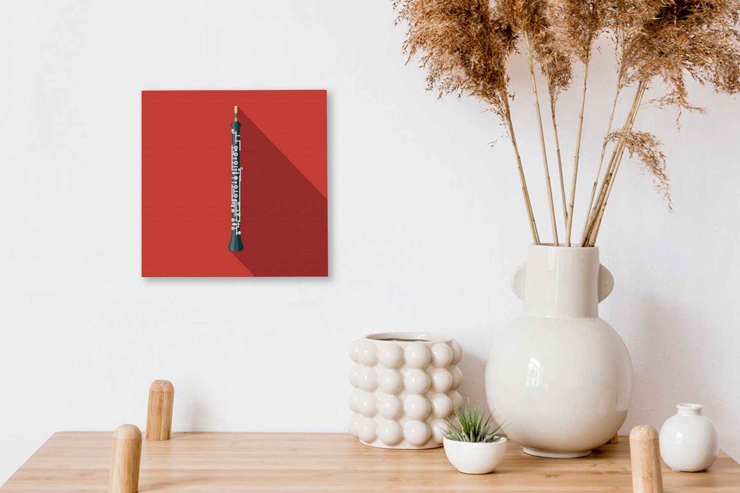 Leinwandbild schwarzen Hintergrund, Oboe auf Wohnzimmer Illustration Eine einer Schlafzimmer für (1 Leinwand Bilder rotem OneMillionCanvasses® St),