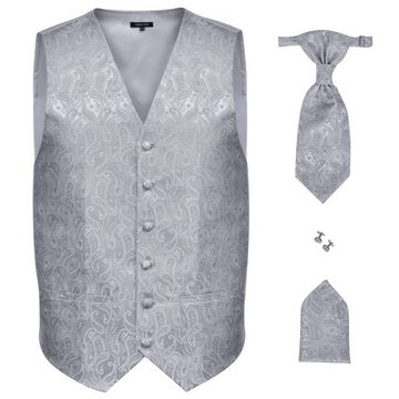 vidaXL Anzug Hochzeitswesten-Set Herren Paisley Größe 52 Silbern