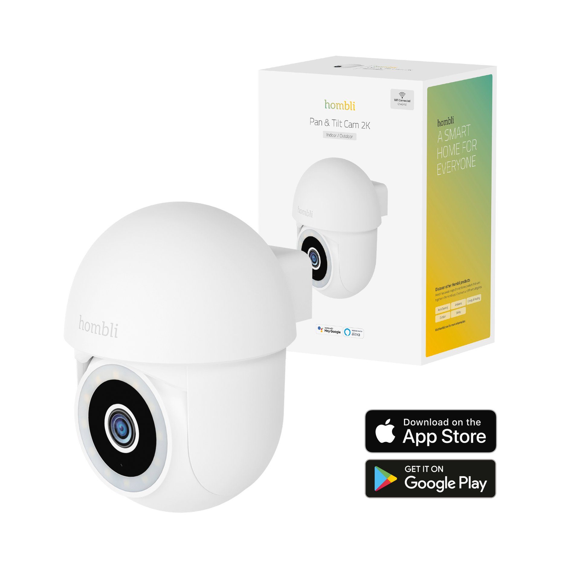 Hombli Smarte Schwenk- und Neigekamera Überwachungskamera (Innenbereich, Bewegungs- und Geräuscherkennung, Nachtsicht)