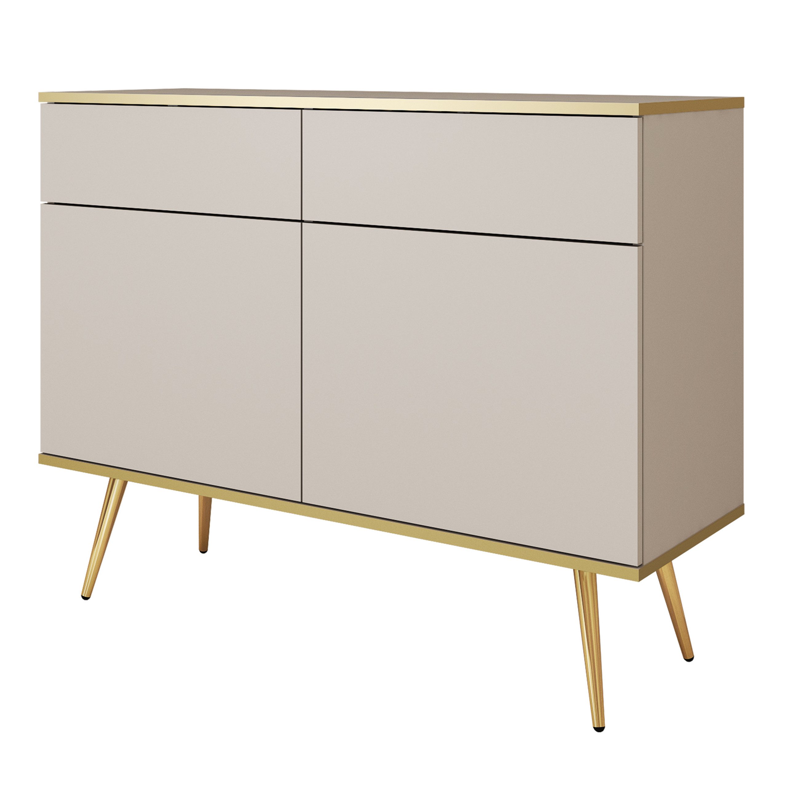 Masseno Kommode VENEZIA 107 cm Sideboard mit 2 Schubladen und 2 Türen Beige