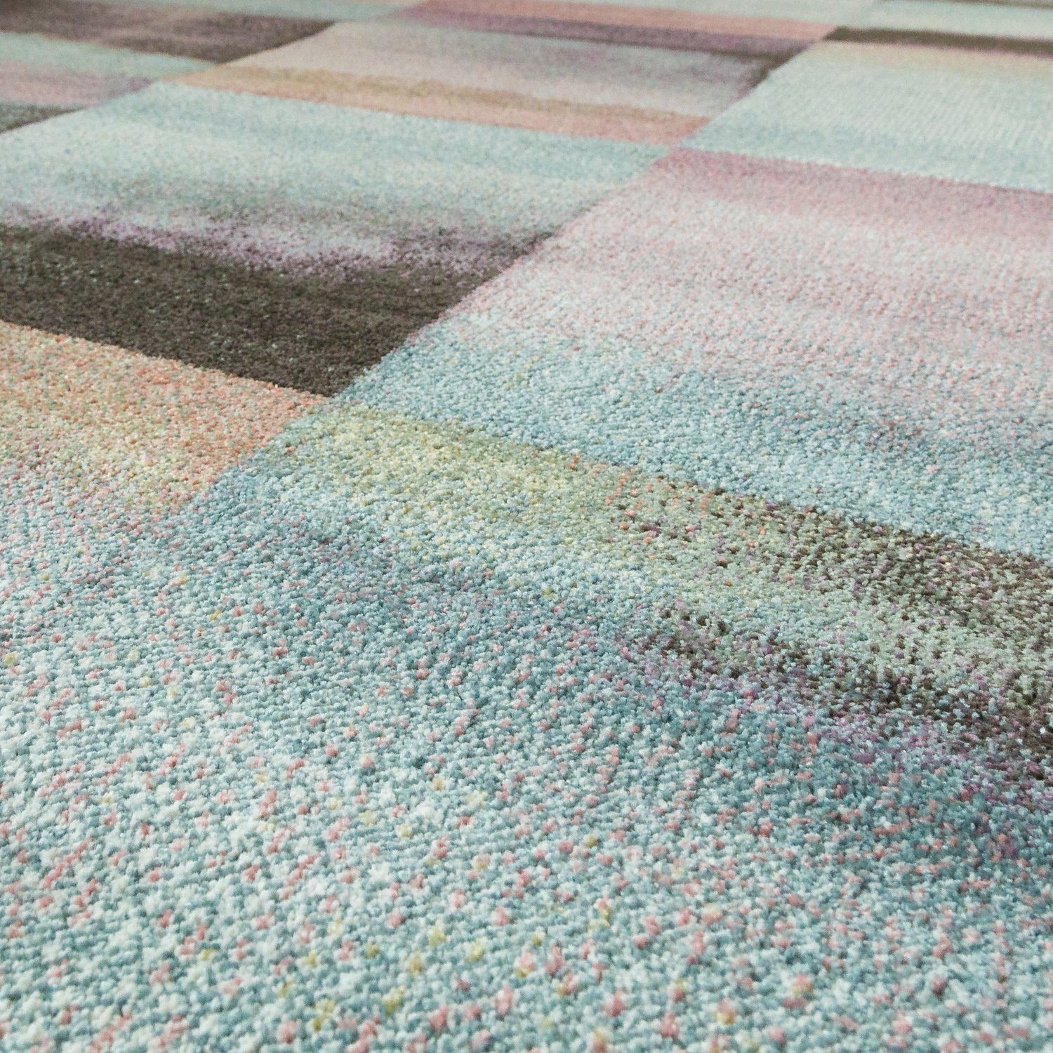 Teppich Moderner Teppich Wohnzimmer Teppiche Karos Pastell, TT Home,  rechteckig, Höhe: 13 mm