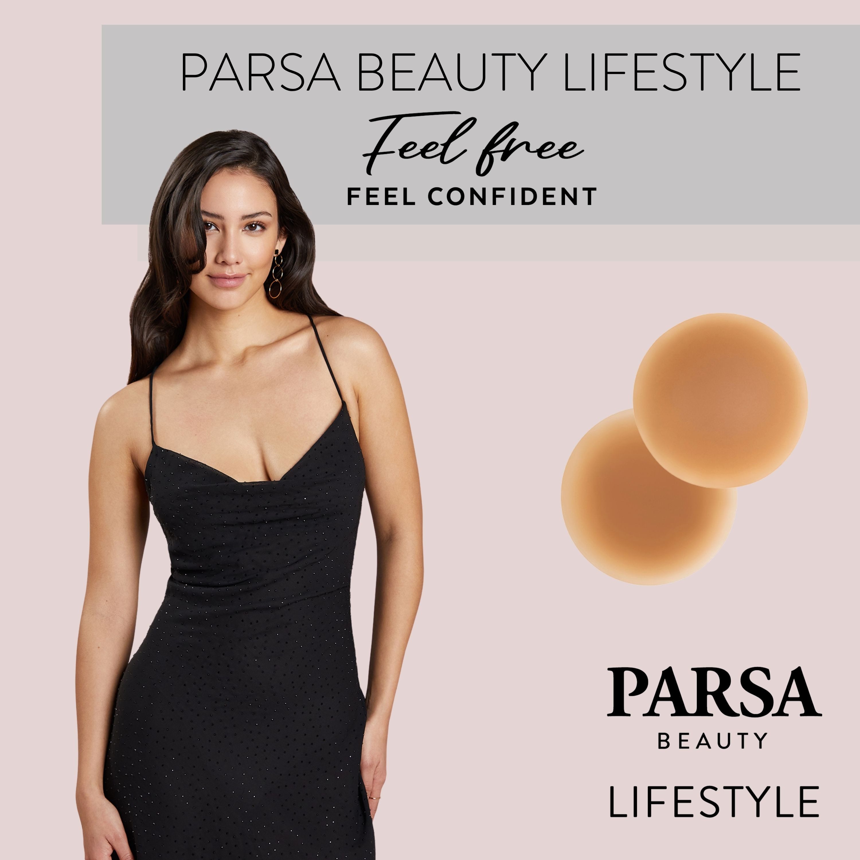 PARSA Beauty Set: Push-up-BH Lifestyle Silicone Nipple Covers in Dunkelbeige, wiederverwendbar – Bild 2 von 5