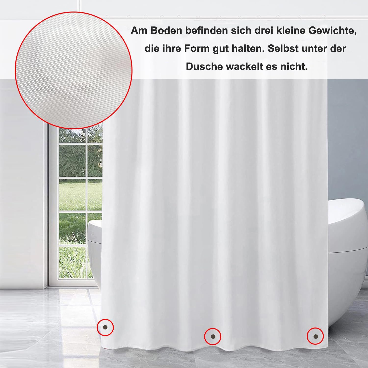 Diwzbyn Duschvorhang Anti-Schimmel Badezimmervorhang, Wasserdicht und Waschbar Breite 180 cm (1-tlg), Perfekt für Badewanne & Dusche