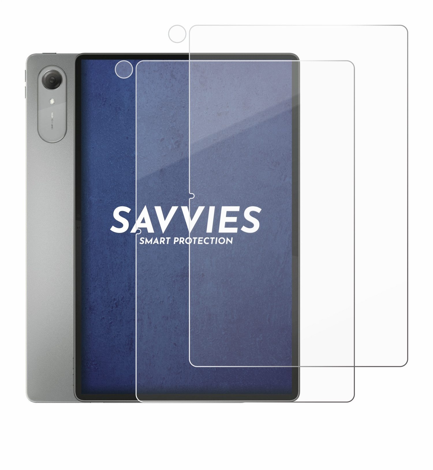 Savvies Displayschutzglas Schutzglas Panzer für Lenovo Idea Tab Pro Gen 2 13" (Display+Kamera), 2 Stück, Schutzfolie Display Schutz Glas Folie klar