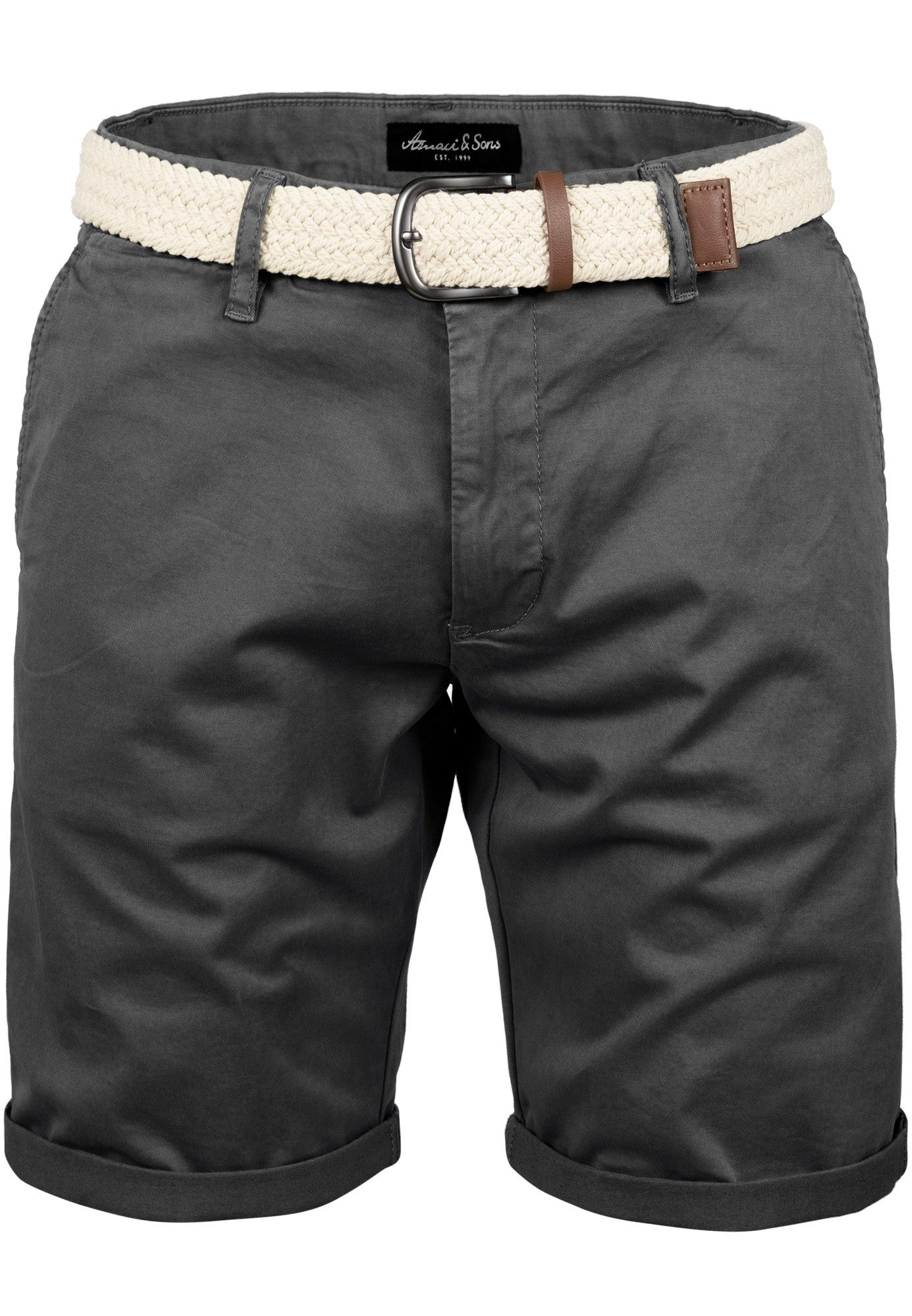 Amaci&Sons Chinoshorts BERWYN Chinoshort inkl. Gürtel Herren Bermuda Short Hose Regular Fit inkl. Gürtel