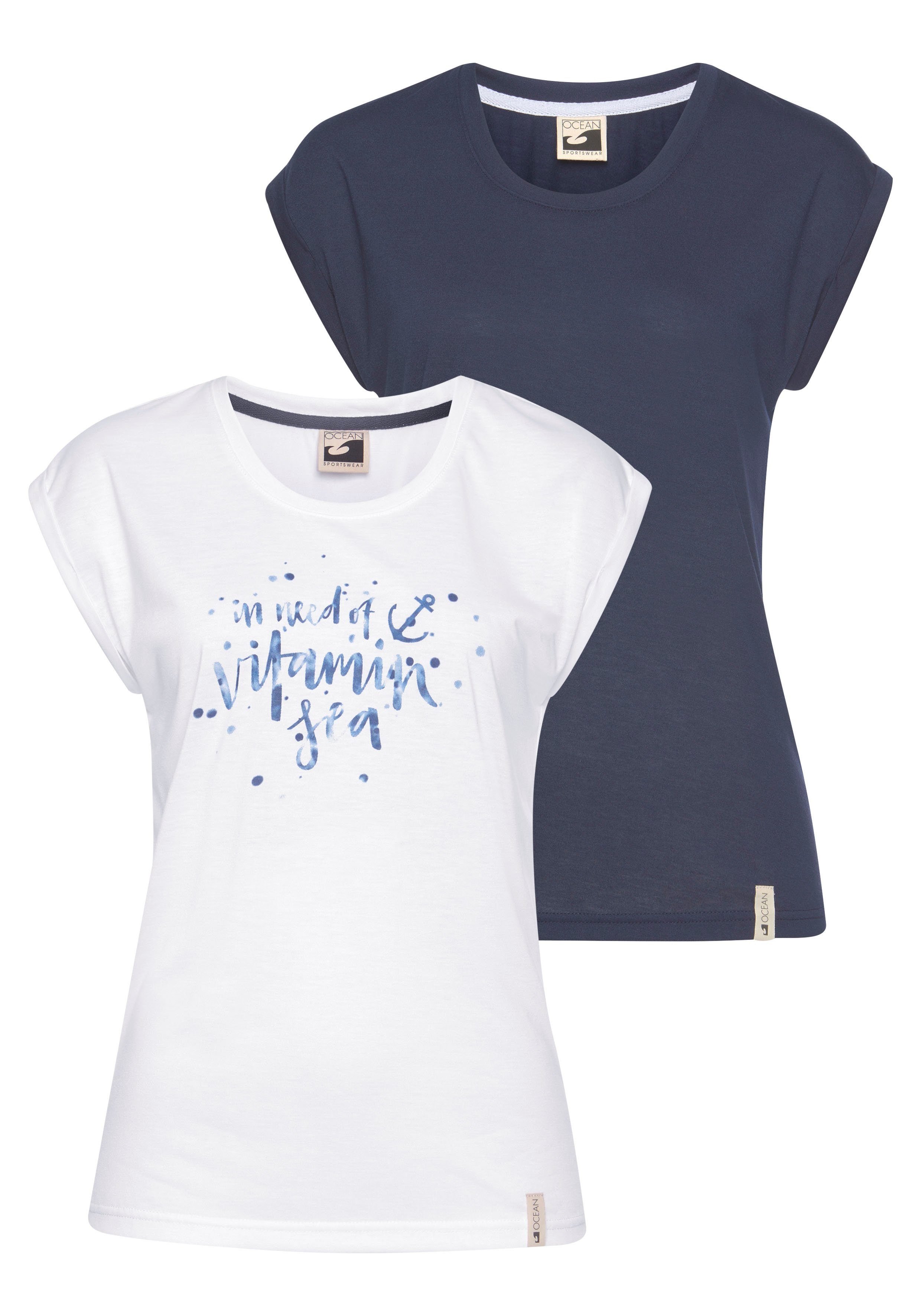 Ocean Sportswear T-Shirt (Packung, 2er-Pack) in Viskose-Qualität Navy weiß