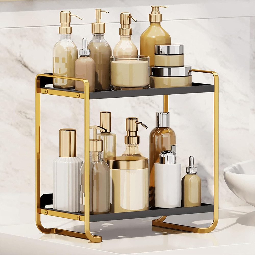 TUWENA Make-Up Organizer Kosmetik Organizer, 2-stufiger Badezimmer-Theken-Organizer